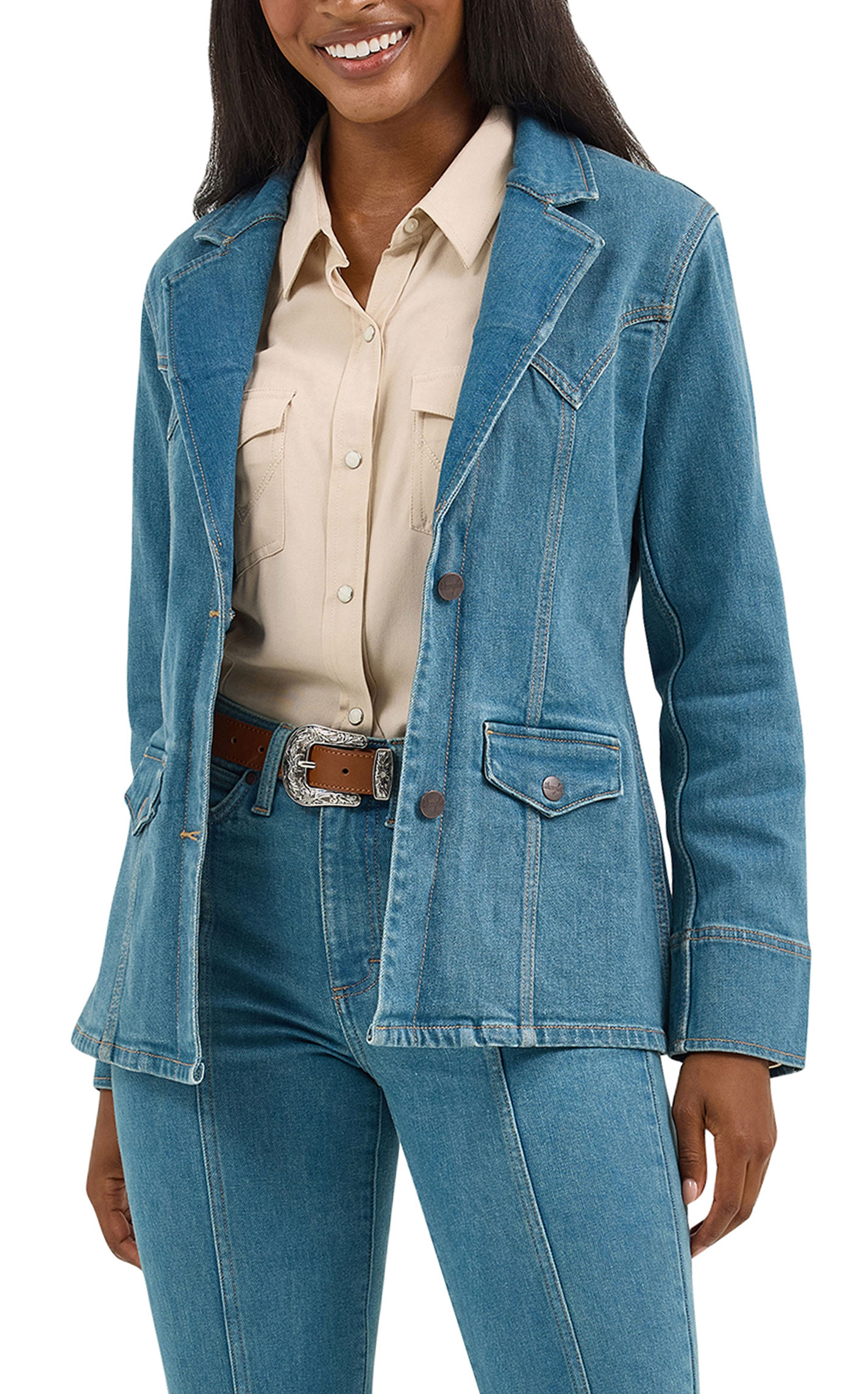 Wrangler Retro Women's Buff Poet Sleeve Western Shirt - Image 1