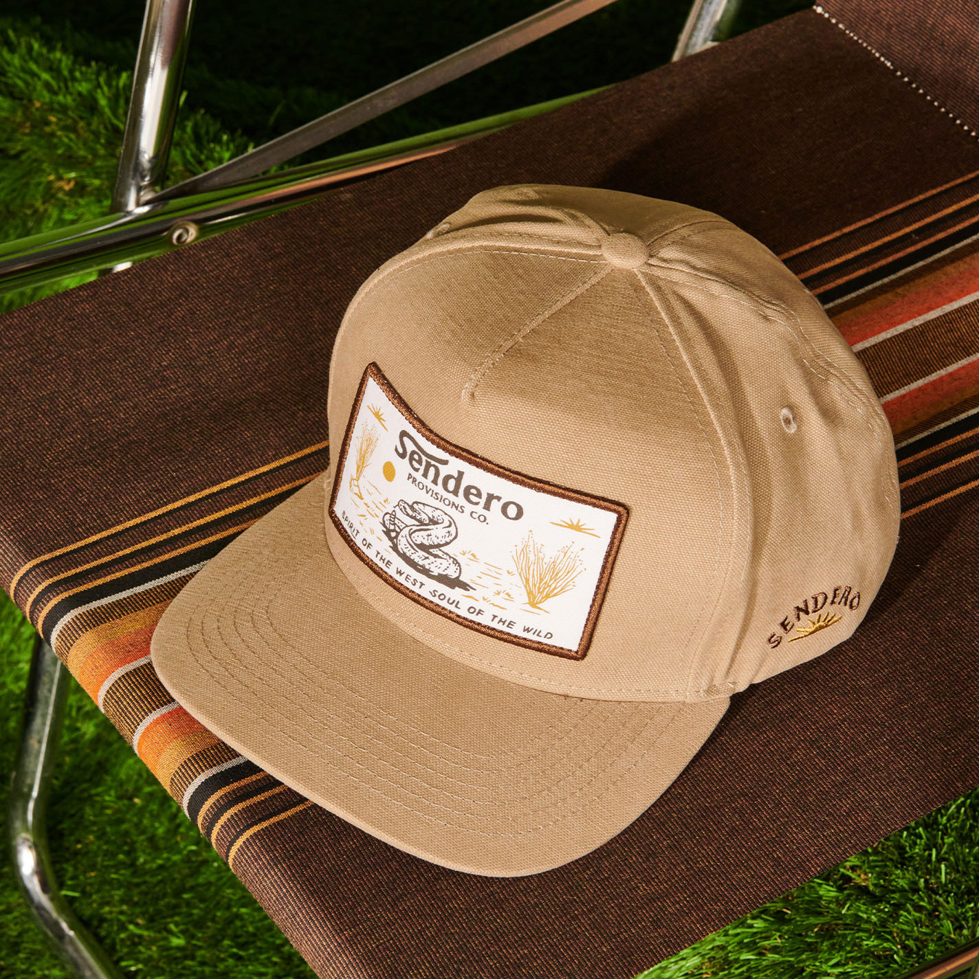 Sendero Provisions Co. Men's Khaki with Snake Rectangular Logo Patch Cap - Image 1