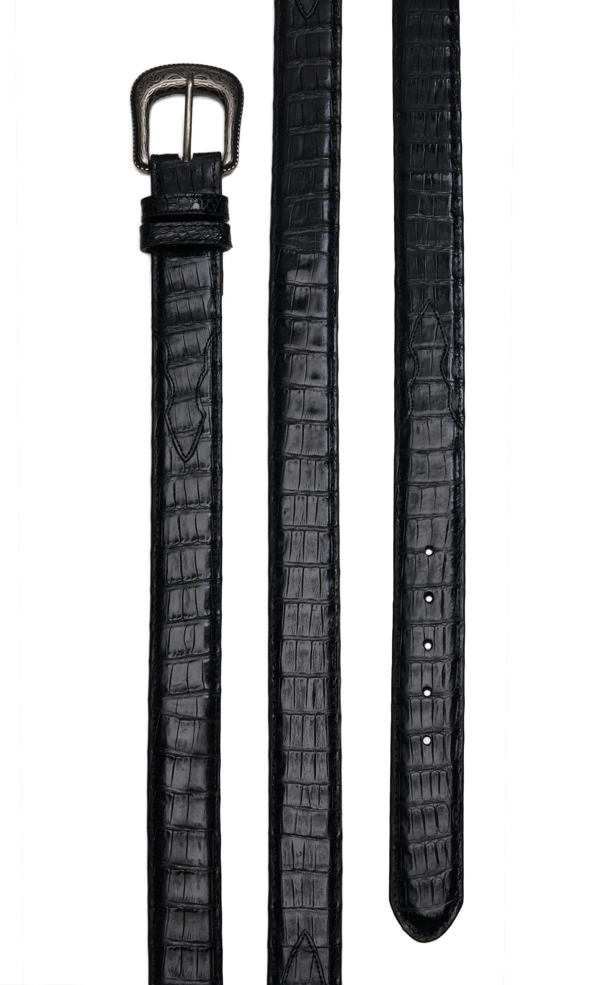 Cavender's Men's Black Caiman Belly Exotic Western Belt - Image 1