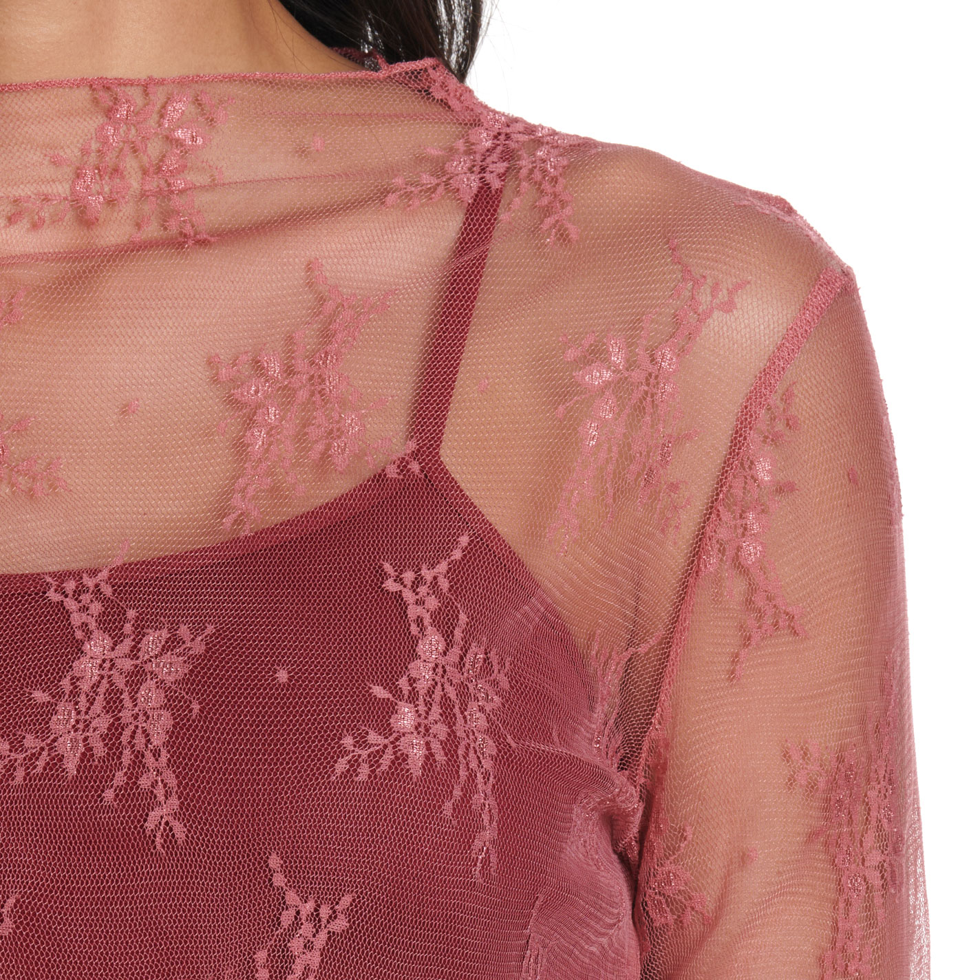 Rockin' C Women's Mauve Glow Sheer Mesh Top - Image 2