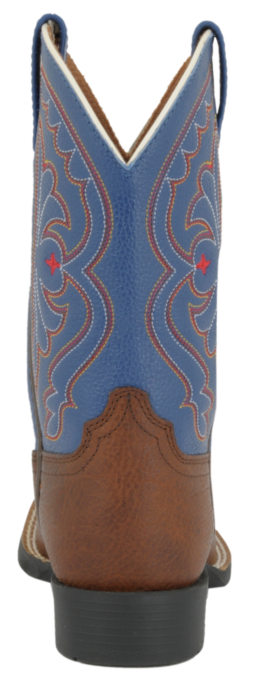 Ariat Youth Quickdraw Brown Oiled Rowdy and Royal Blue Wide Square Toe Western Boot - Image 1