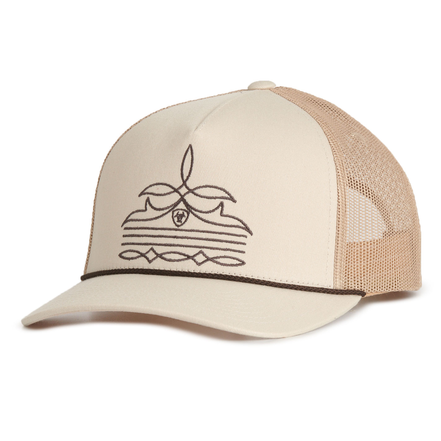 Ariat Men's Latte & Cream Embroidered Boot Stitch Cap - Image 1