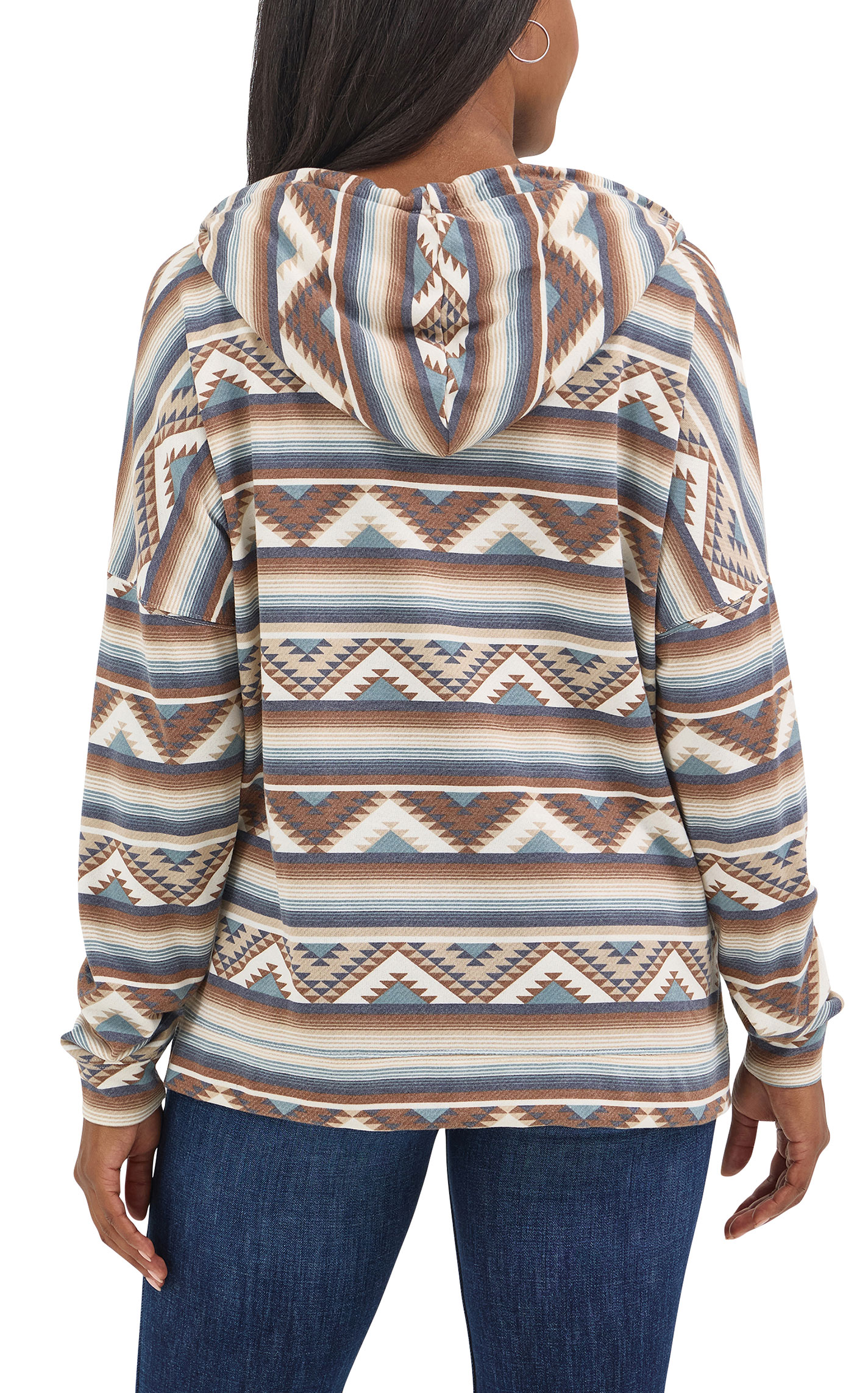 Wrangler Retro Women's Brown Aztec Print Relaxed Hoodie - Image 1