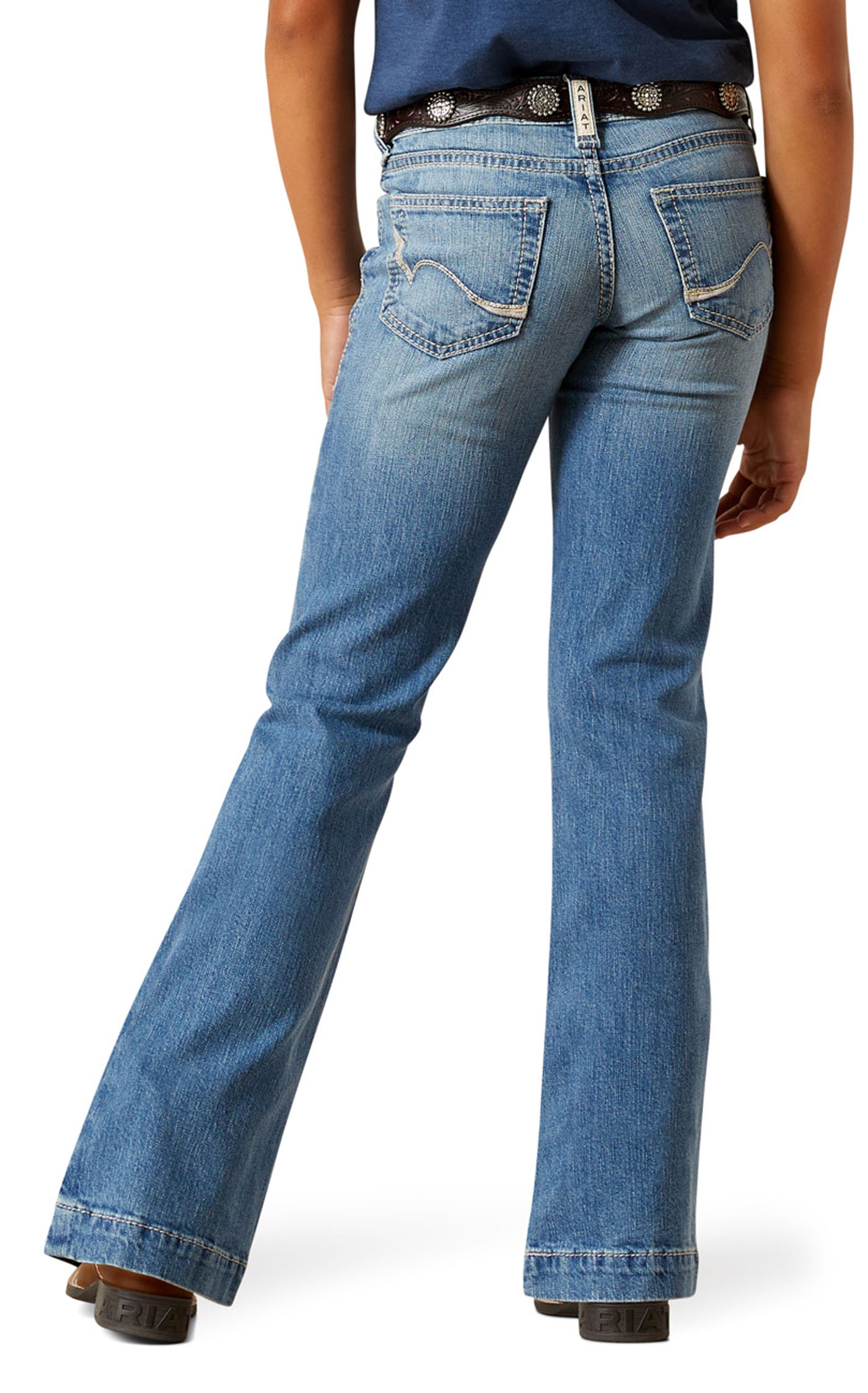 Ariat Girl's Rosalie Medium Wash Trouser Leg Jeans - Image 1