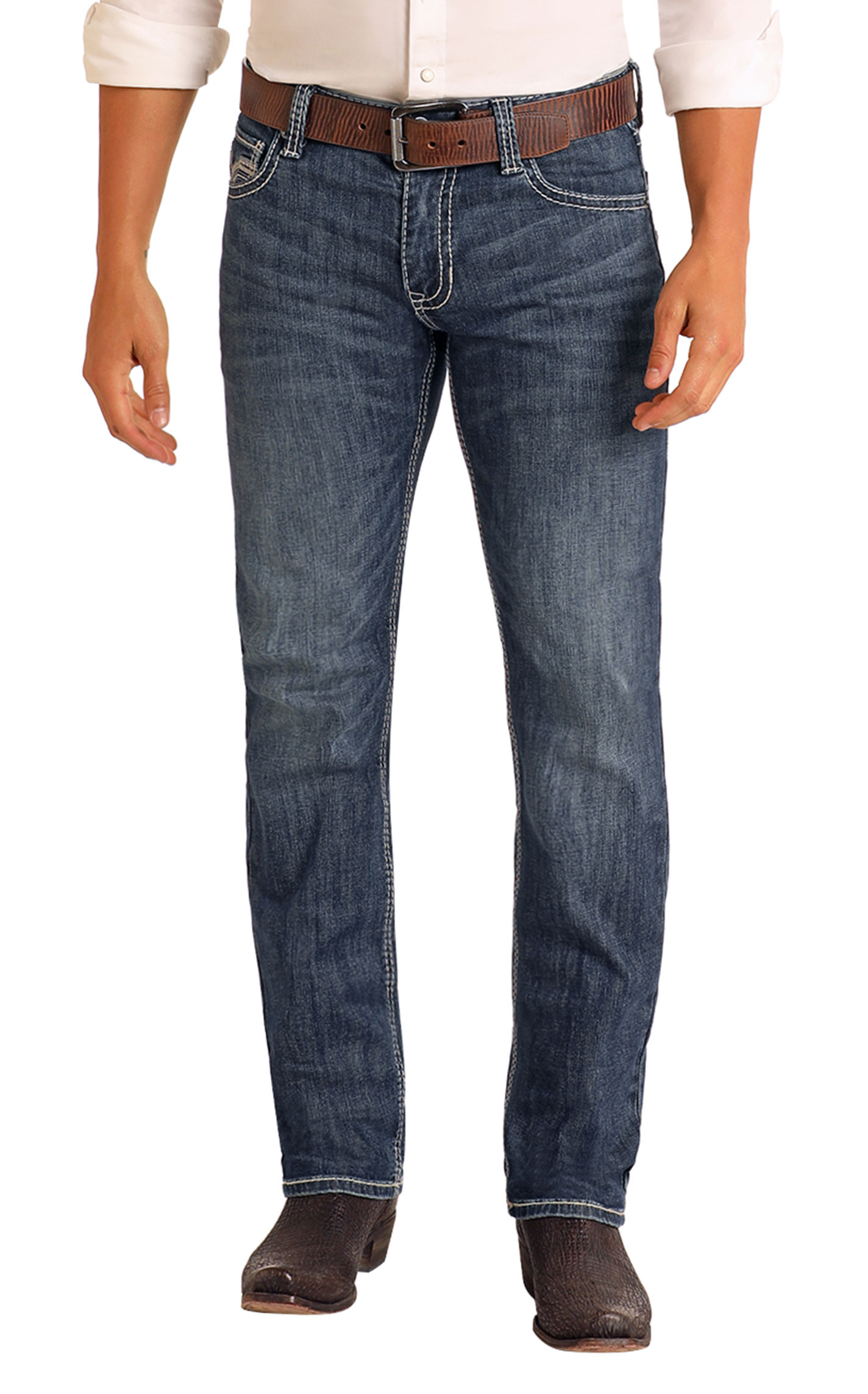 Rock & Roll Denim Men's Medium Wash Slim Straight Leg Jeans - Image 1