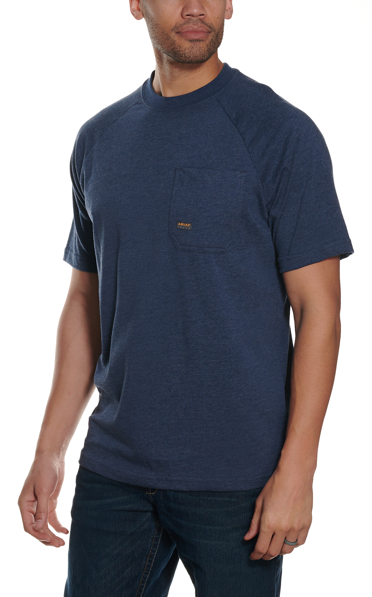 Ariat Men's Rebar Cotton Strong Navy Blue Short Sleeve T-Shirt - Image 1