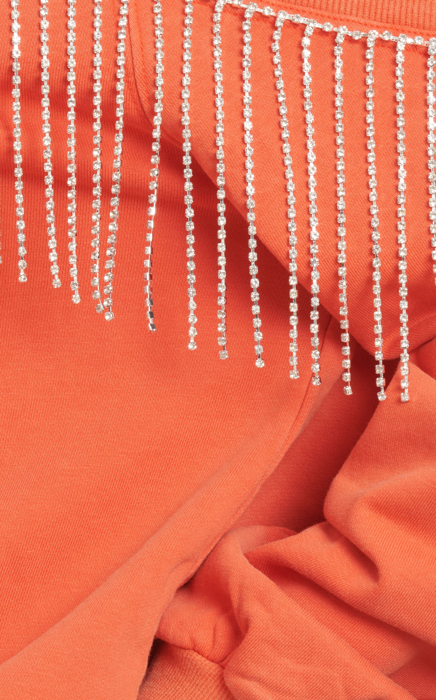 Blue B Women's Tangerine Cold Shoulder Rhinestone Fringed Pullover - Image 1