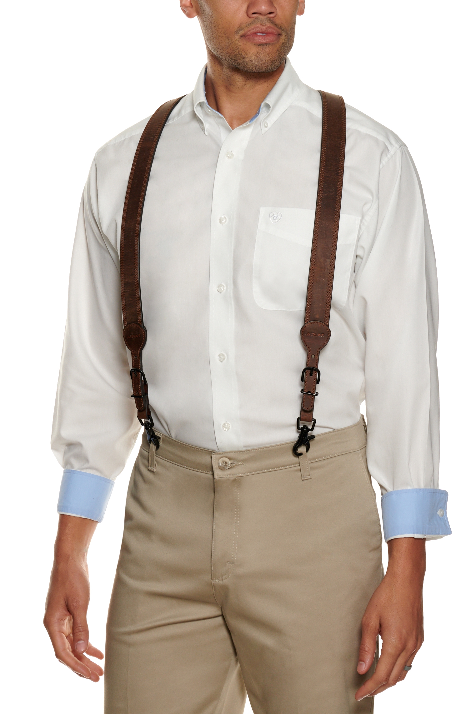 Ariat Men's Gallas Medium Brown Distressed Suspenders - Image 1