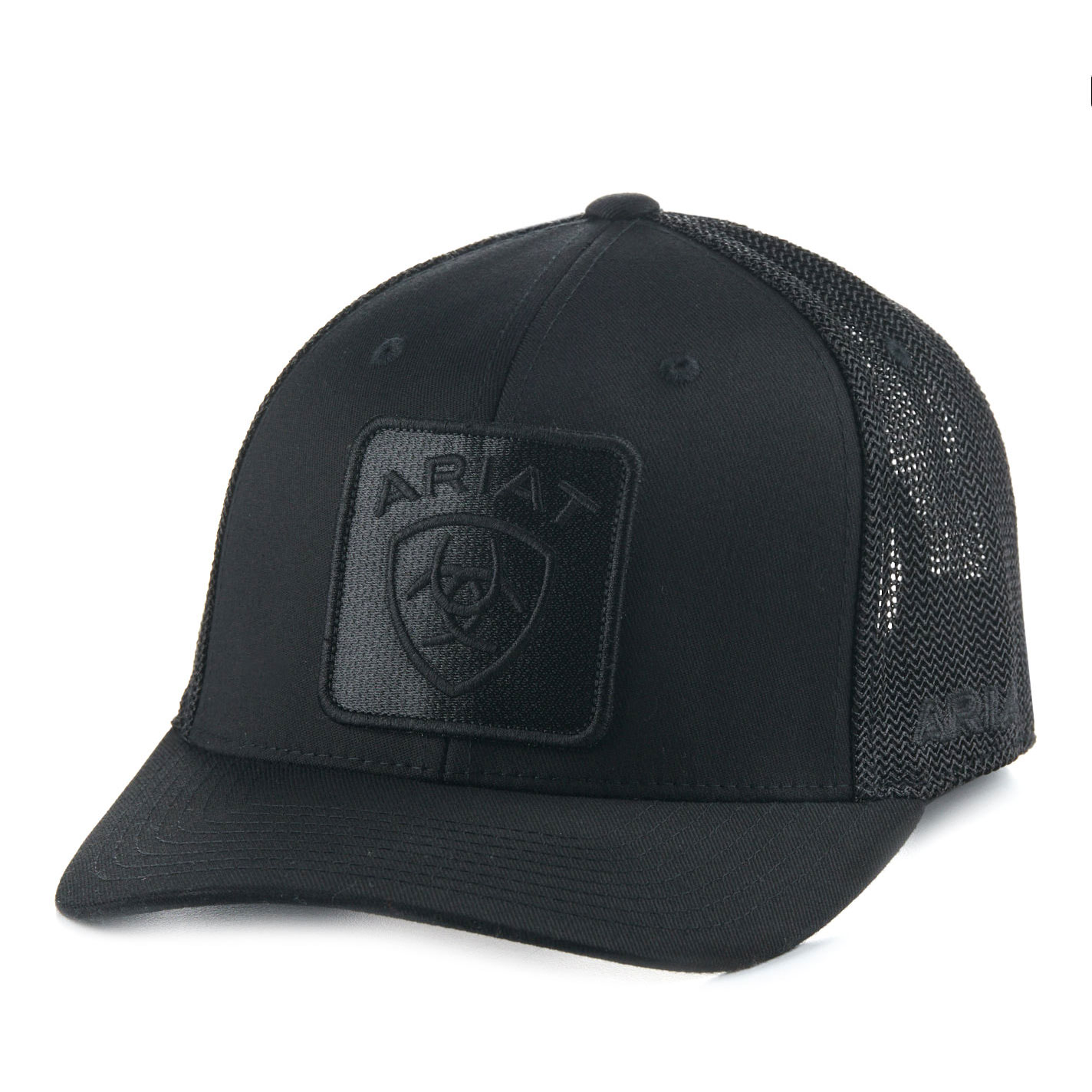 Ariat Men's Black on Black Logo Patch Cap - Image 1
