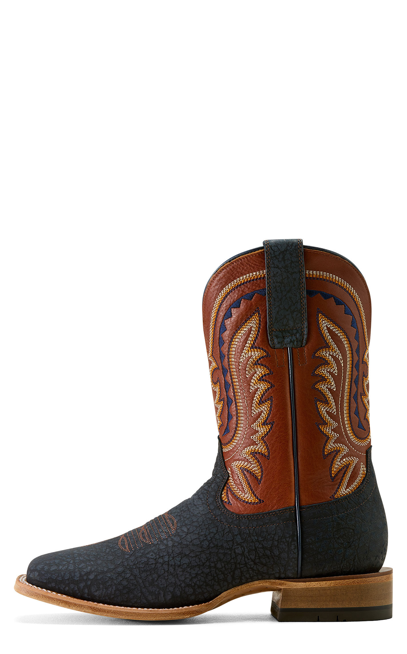 Ariat Men's Navy Bison & Ginger Spice TekStep Wide Square Toe Boots - Image 1
