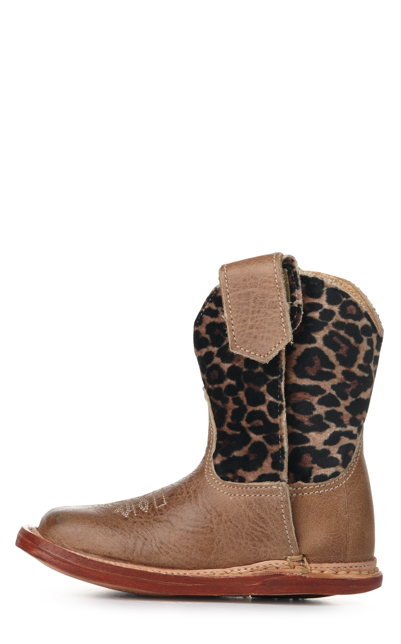 Roper Infant Cowbaby Tan and Cheetah Print Square Toe Cowboy Boots - Image 1