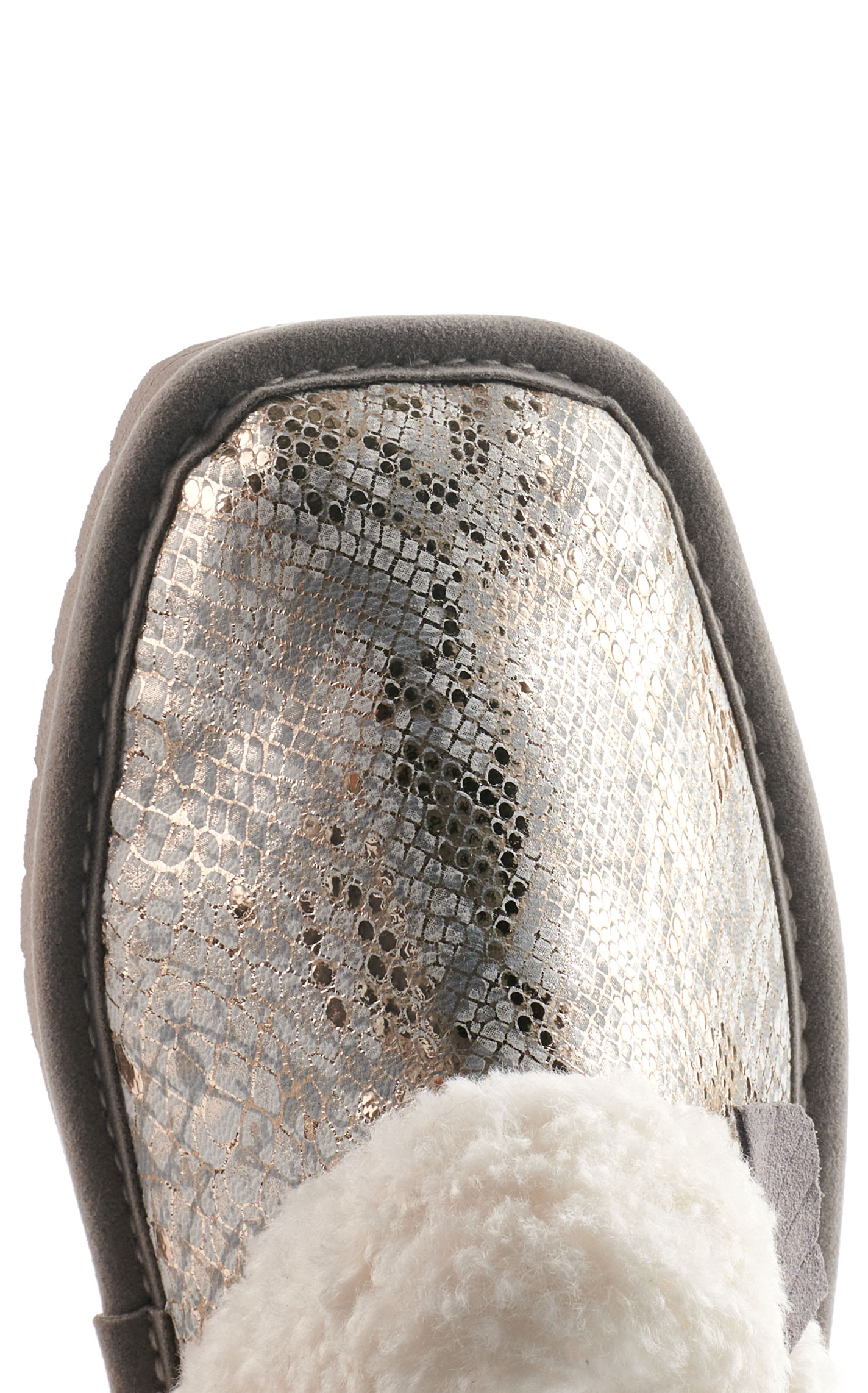 Ariat Women's Jackie Metallic Gray Snake Print Suede Slippers - Image 1