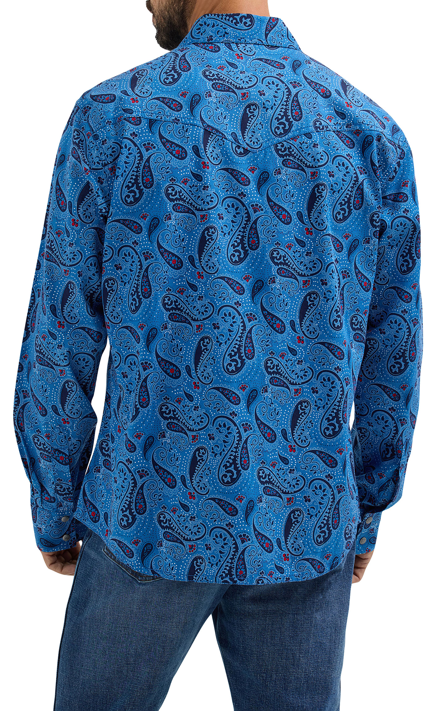 Wrangler Retro Men's Navy Paisley Print Long Sleeve Western Shirt - Image 1