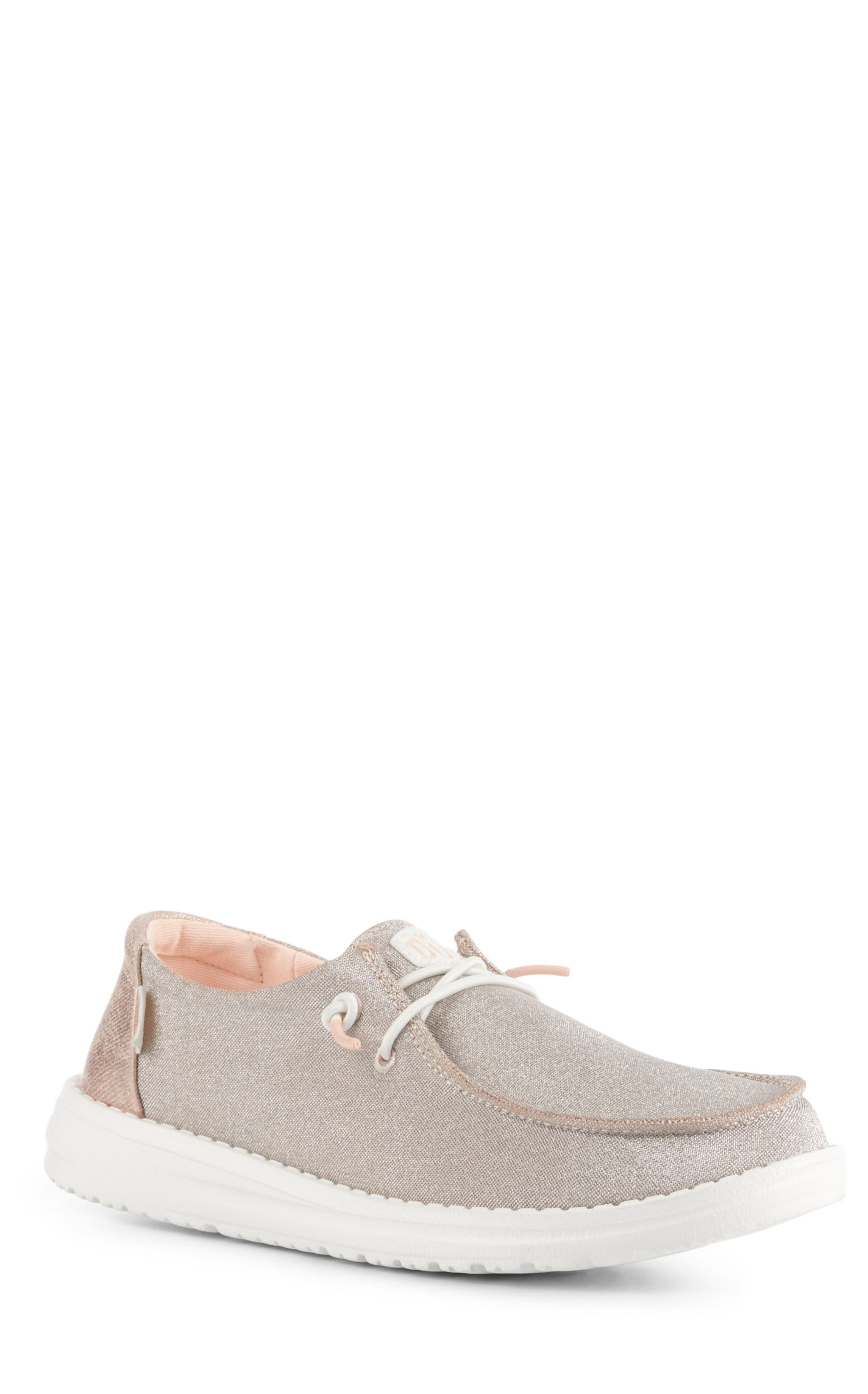 Hey Dude Women's Wendy Metallic Rose Gold Moc Toe Lace Up Casual Shoes - Image 1