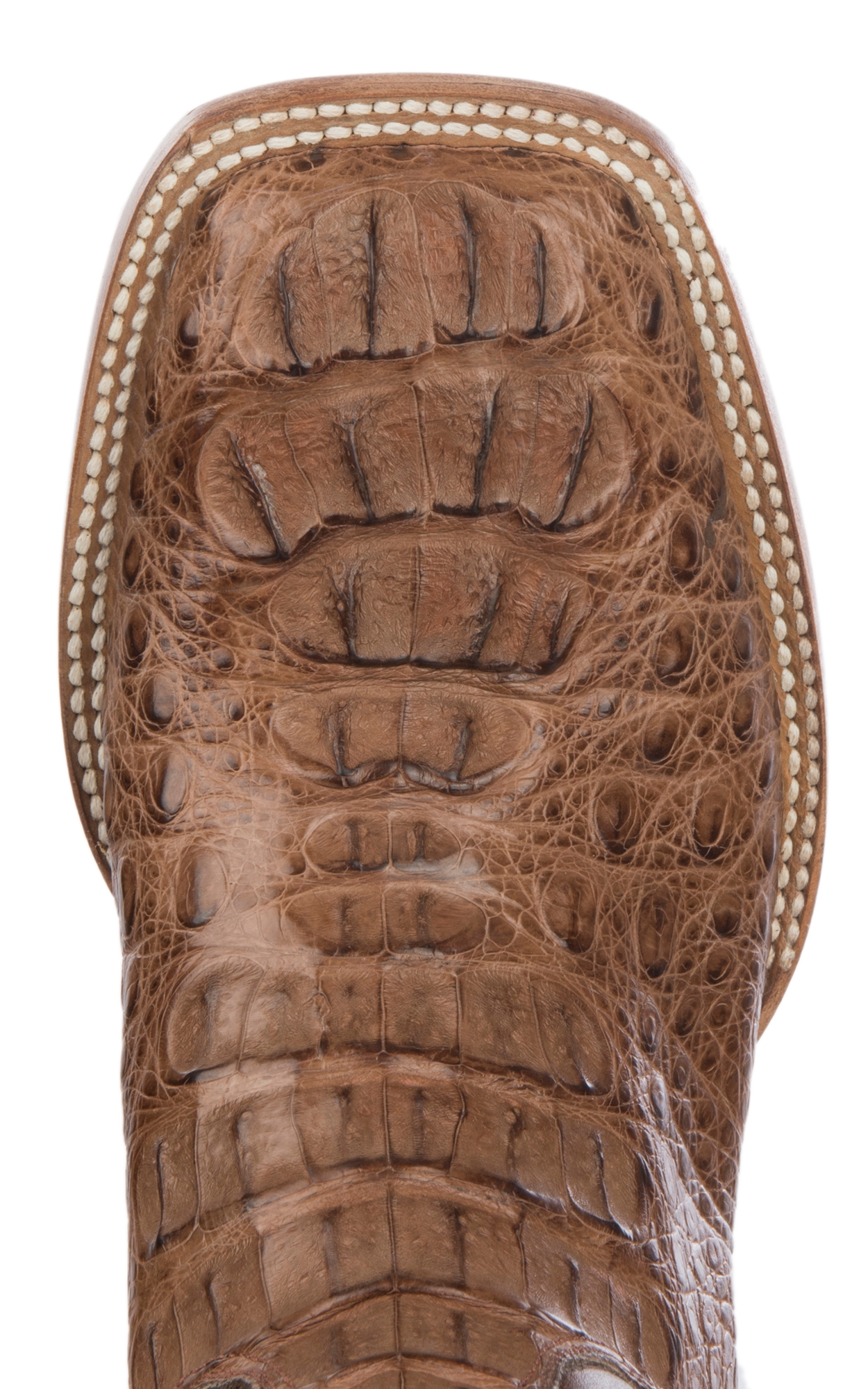 Black Jack Men's Burnished Brown Caiman Hornback and Brown Wide Square Toe Exotic Cowboy Boots - Image 1