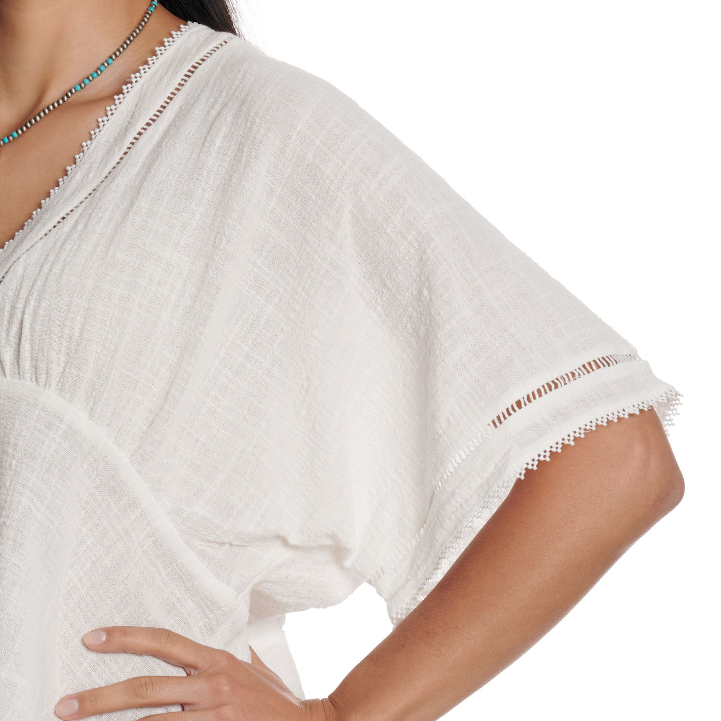 Yura Women's White Lace Trim Cropped Top - Image 1