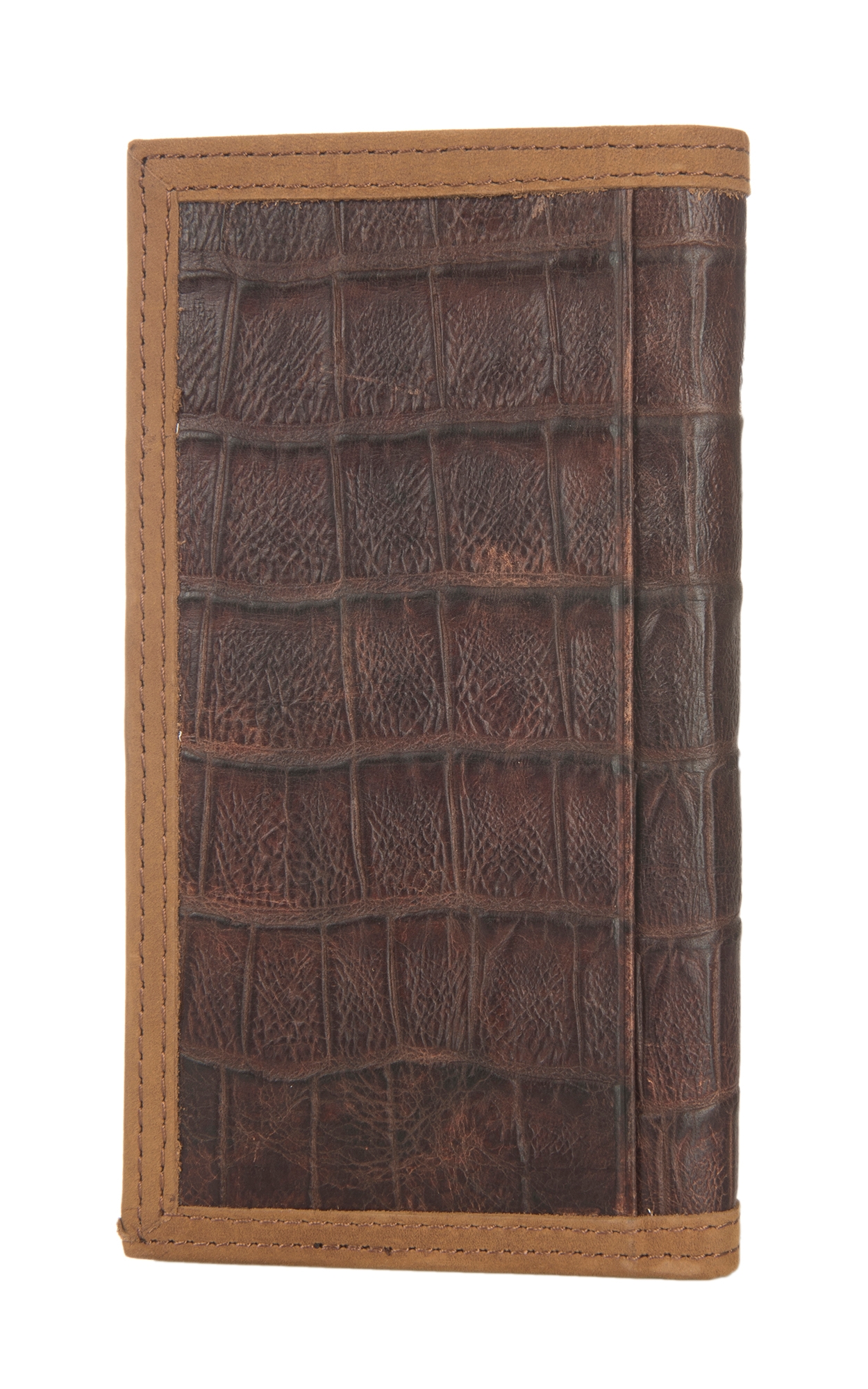 Ariat Brown Crocodile Print Rodeo Wallet / Checkbook Cover - Image 1