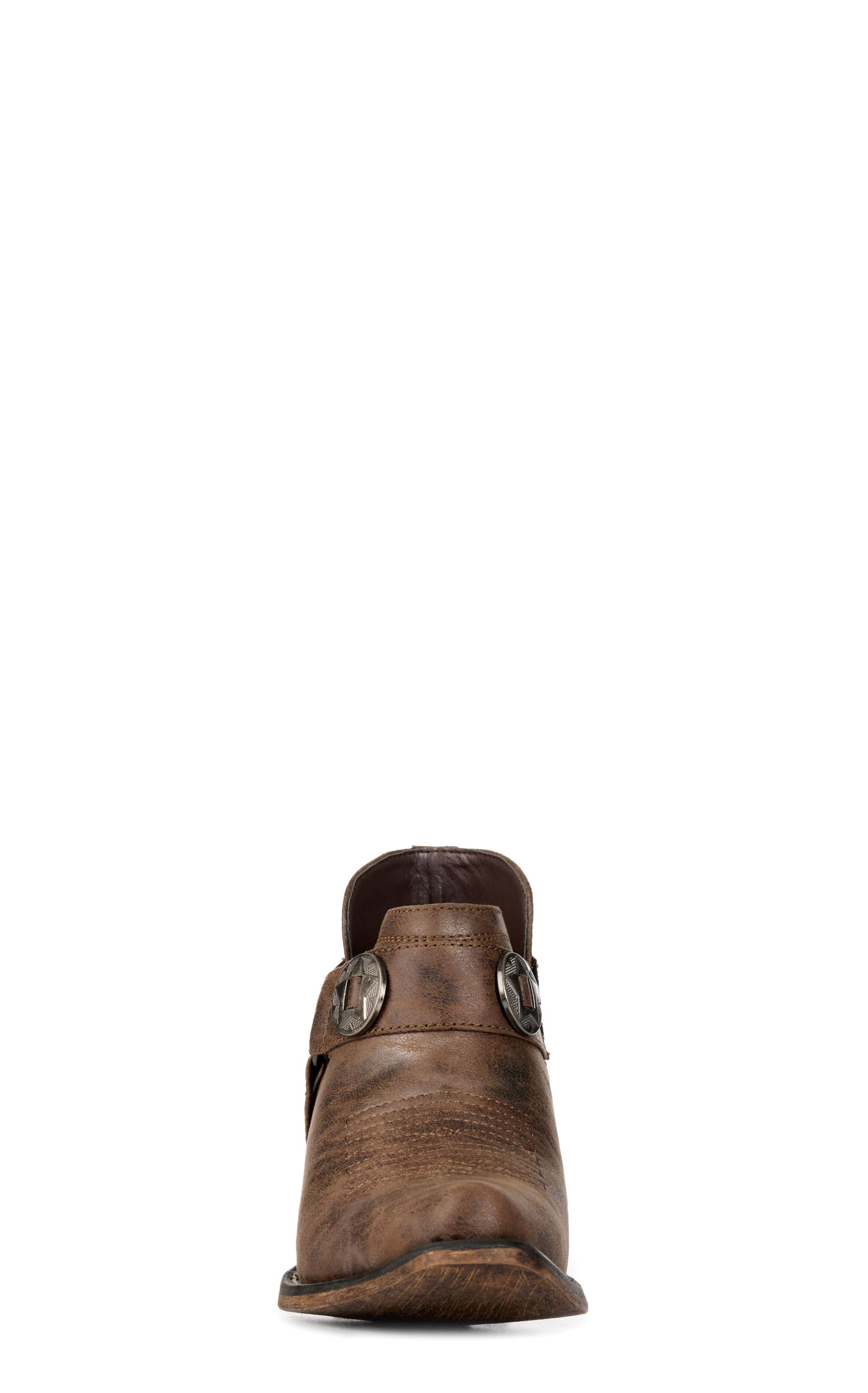 Roper Women's Ava Vintage Brown with Harness Faux Leather Snip Toe Booties - Image 1