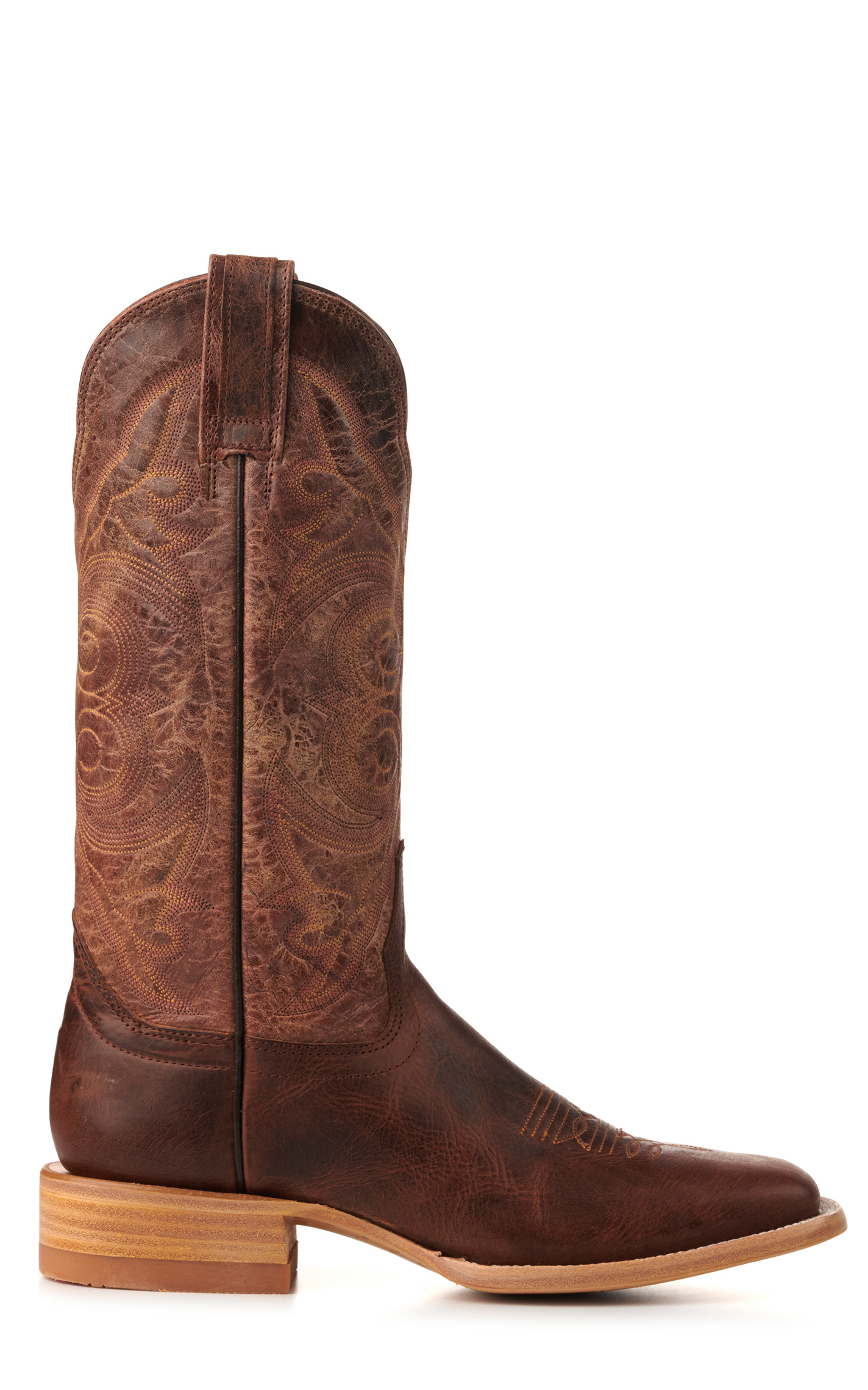 Hondo Men's Cognac and Brown Waxy Leather Square Toe Cowboy Boots - Image 1
