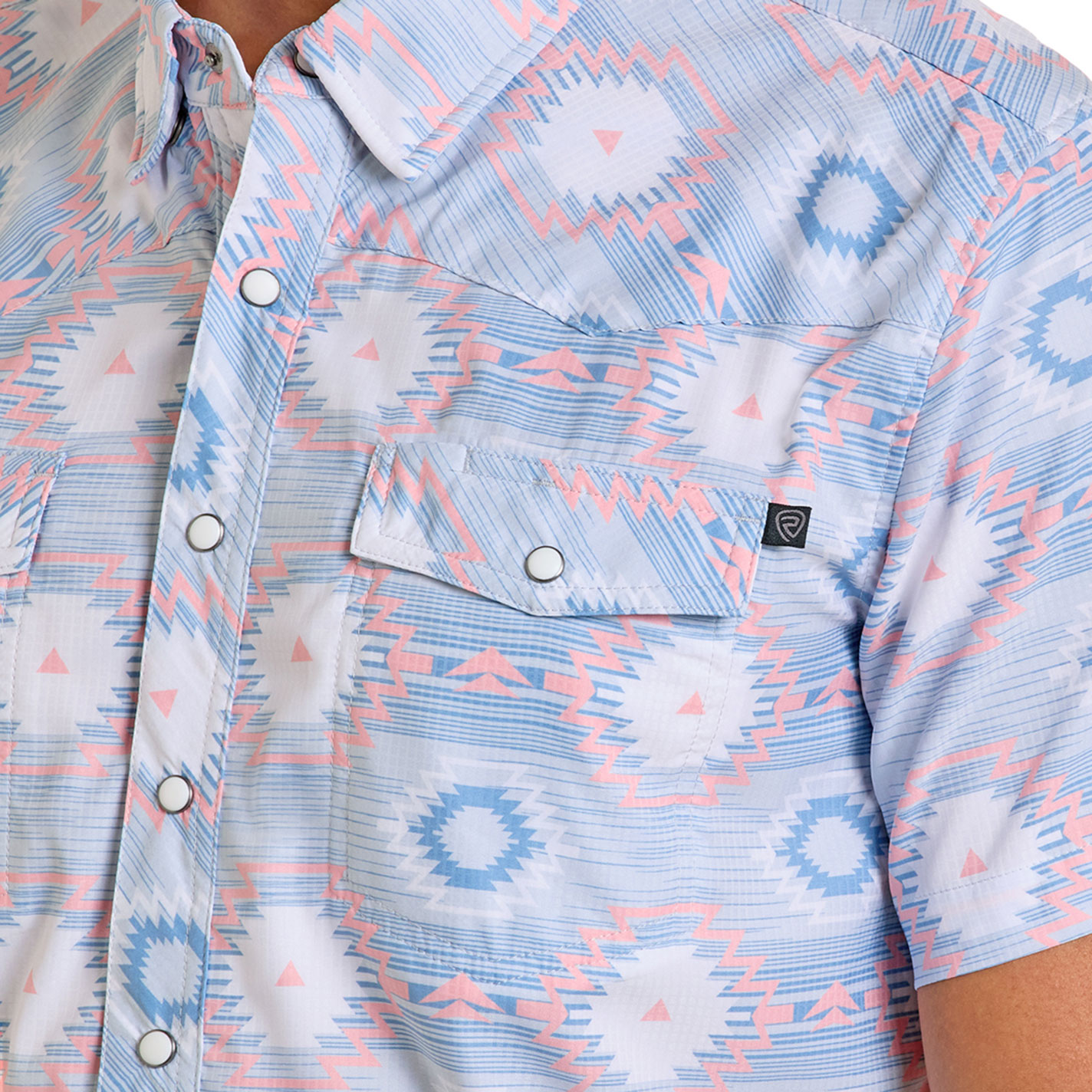Rock & Roll Denim Men's Light Blue & Pink Aztec Print Shirt - Image 1