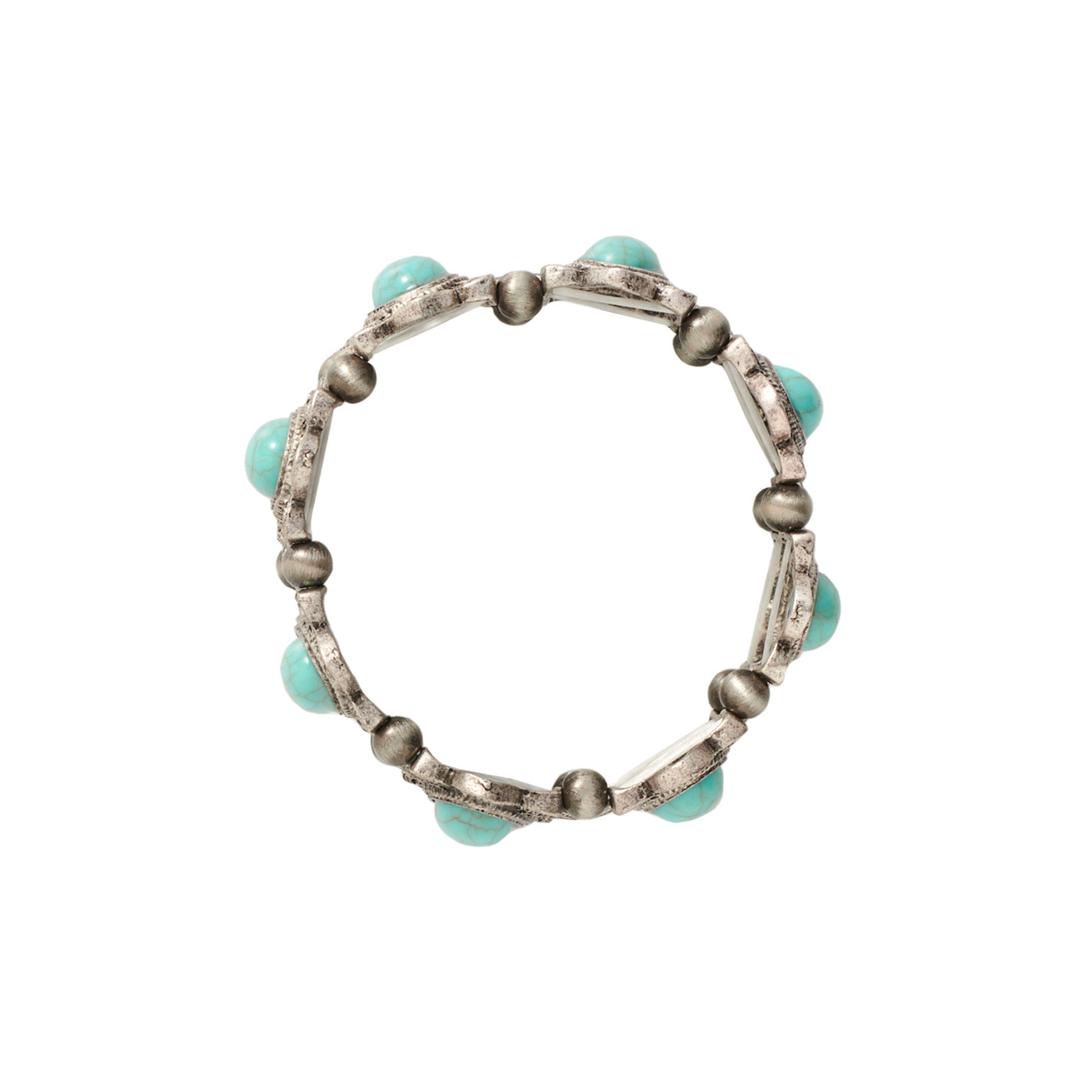 Rockin C Silver & Turquoise Ovals Stretch Bracelet - Image 1