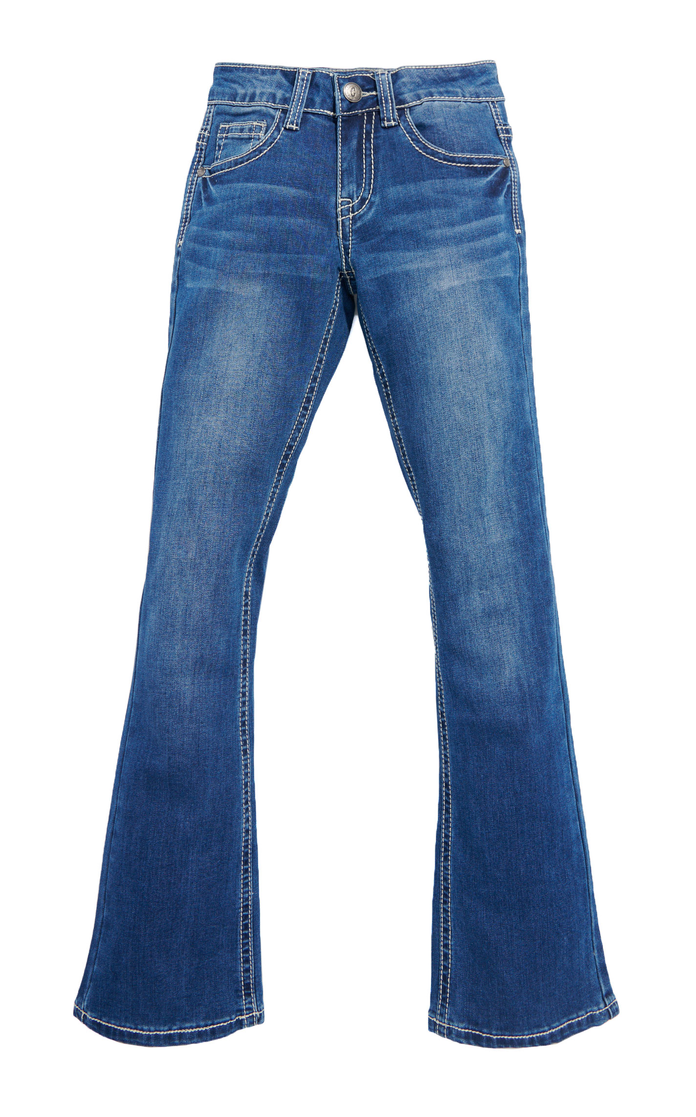 Rockin' C Girls’ Medium Wash Sequin Butterfly Bootcut Jeans - Image 1