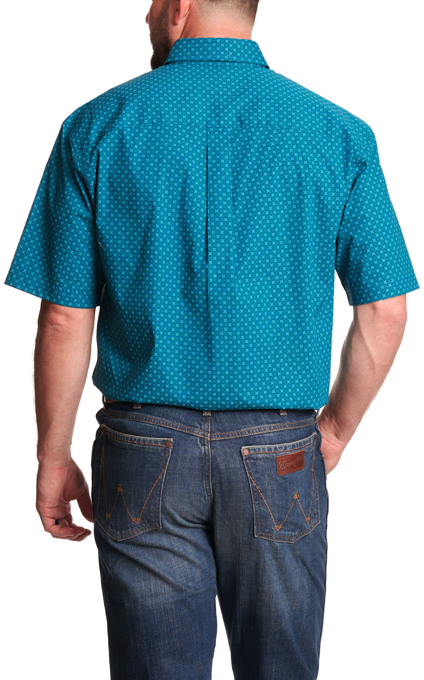 Wrangler Men's George Strait Blue Geo Print Western Shirt - Image 1