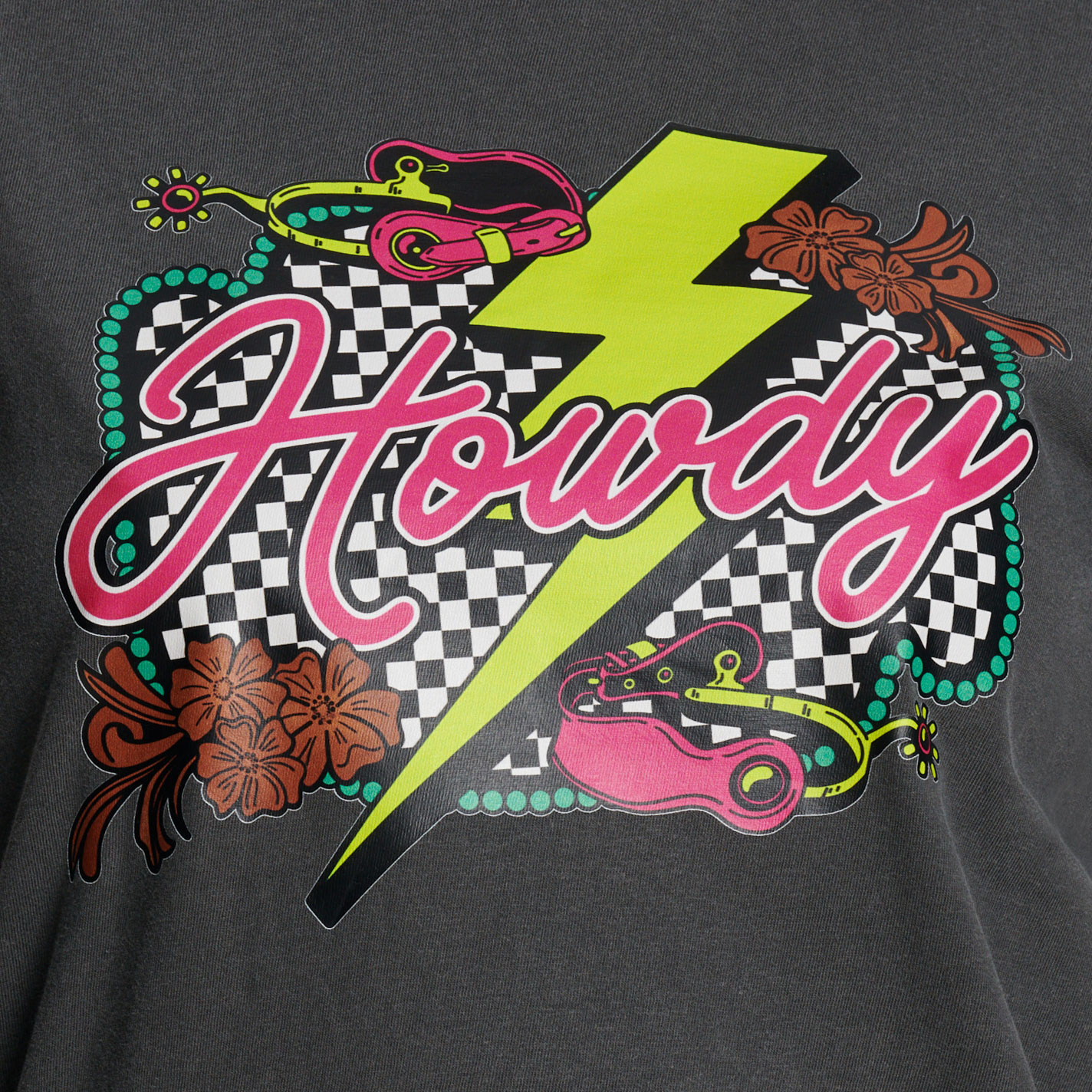 Lattimore Women's Gray Checkered Pepper Graphic T-Shirt - Image 1