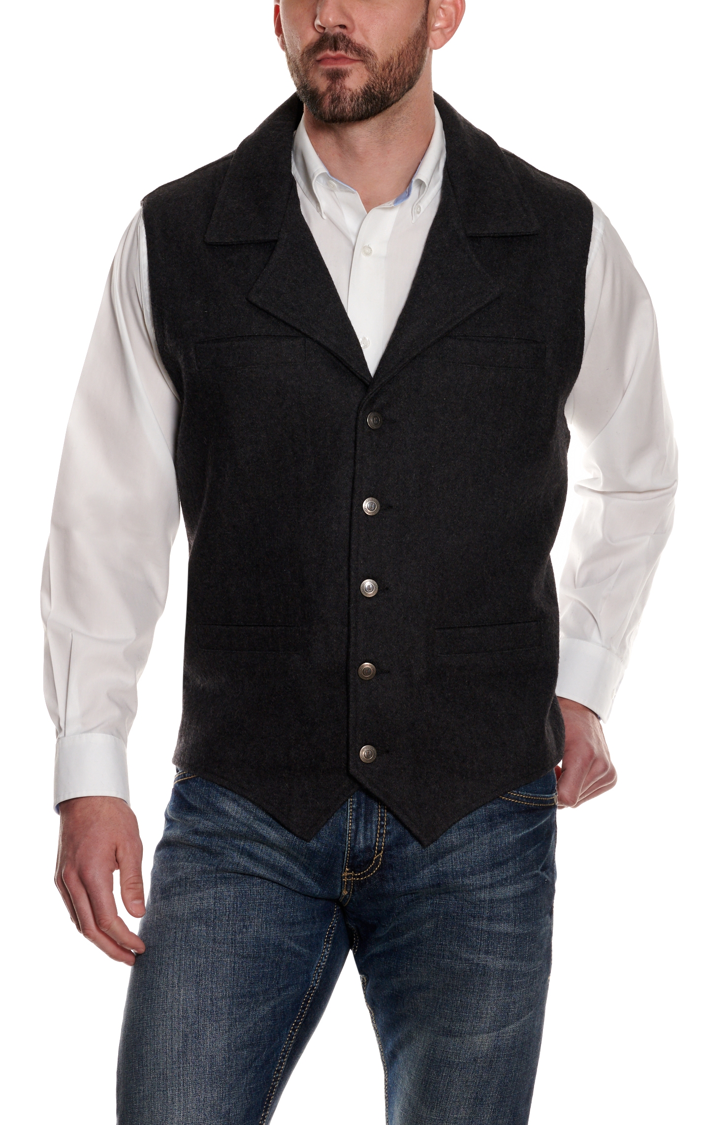 Cavenders Men's Black Wool Vest - Image 1