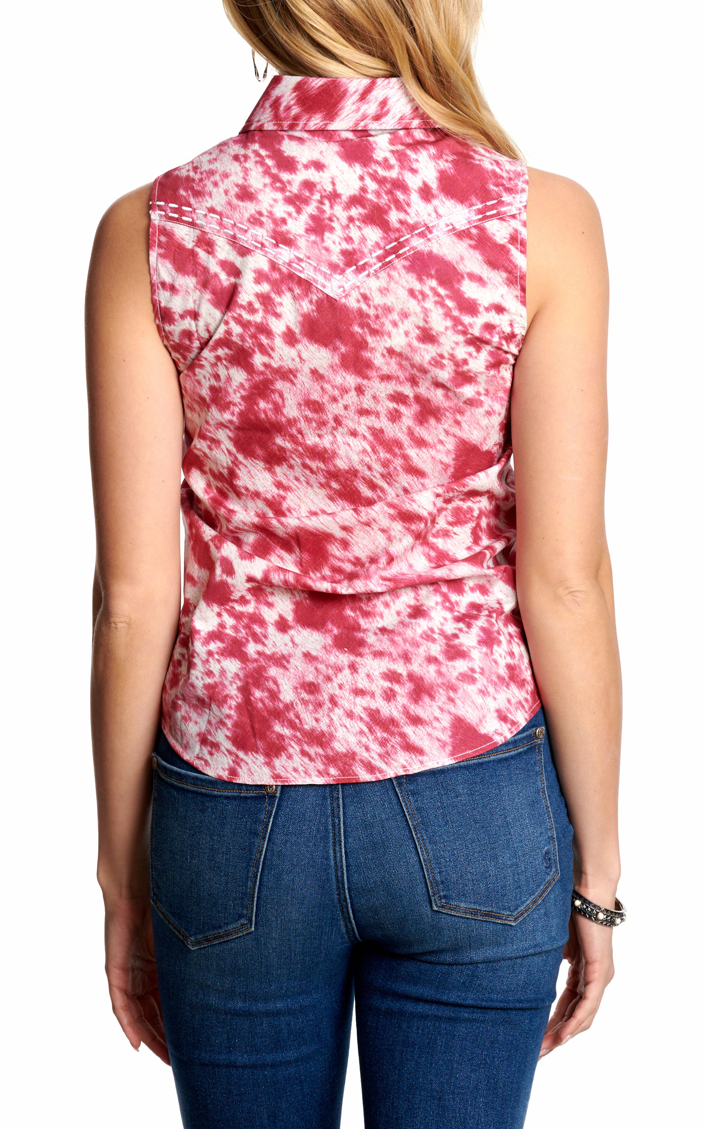 Cowgirl Hardware Women's Red Cowhide Print Sleeveless Top  - Image 1