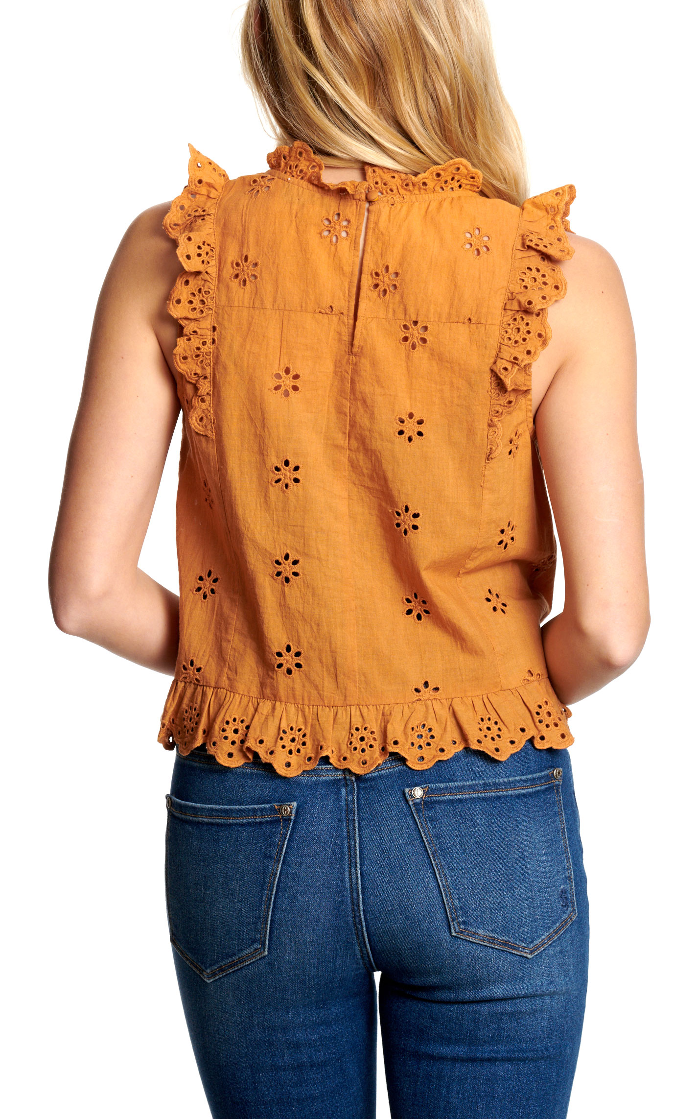 Rockin' C Women's Caramel Eyelet Ruffle Top - Image 1
