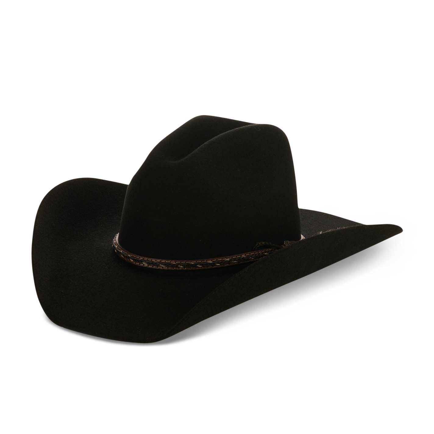 Justin Bent Rail Buckhorn Black Cattlemans Crown Wool Cowboy Hat - Image 1