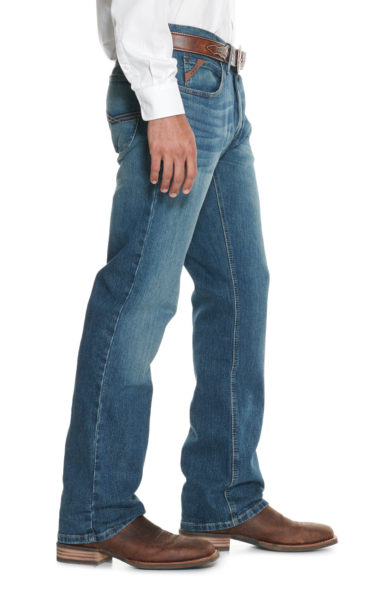 Ariat Men's M4 Legacy Dark Wash Relaxed Fit Boot Cut Stretch Jeans - Image 1