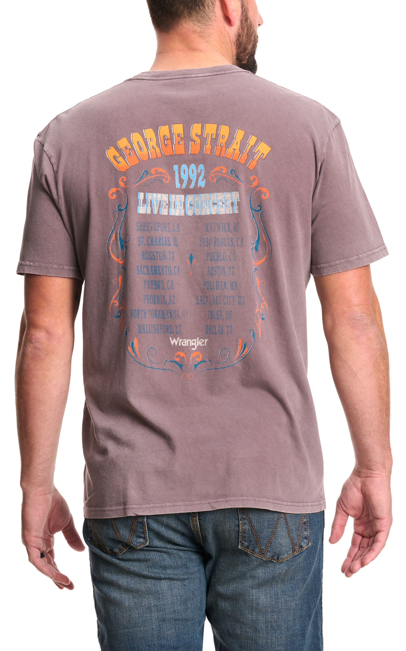 Wrangler George Strait Collection Men's Brown Guitar Graphic T-Shirt - Image 1