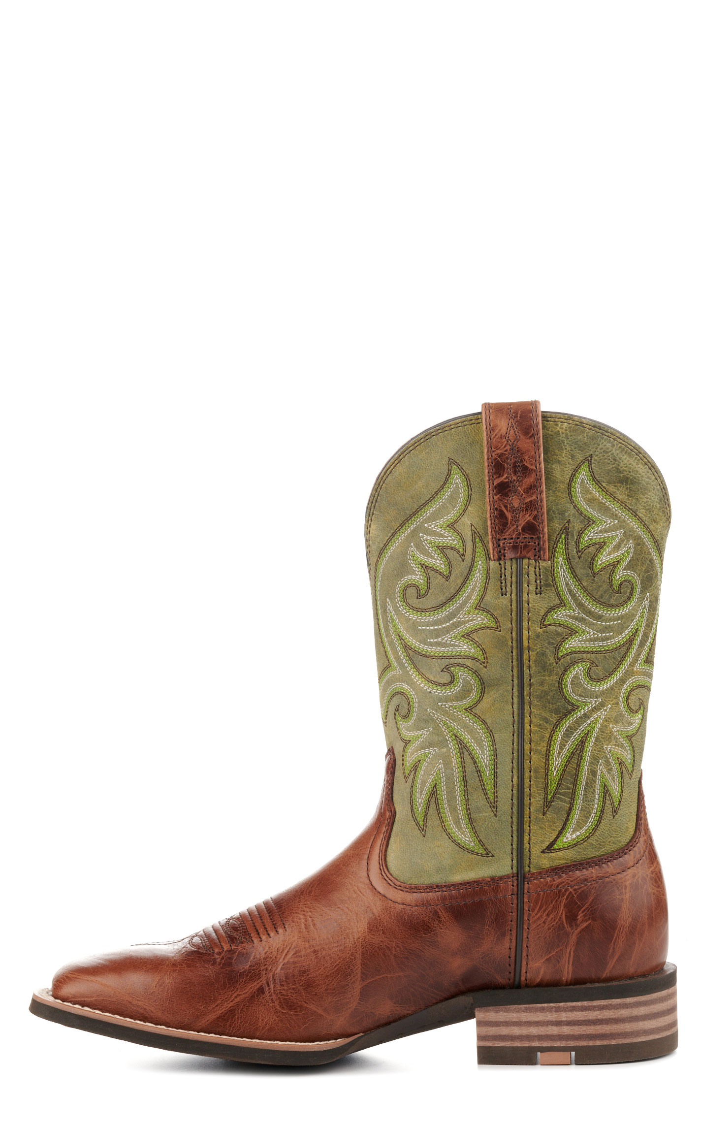 Ariat Men's Slingshot Dark Tan and Green Wide Square Toe Cowboy Boots - Image 1