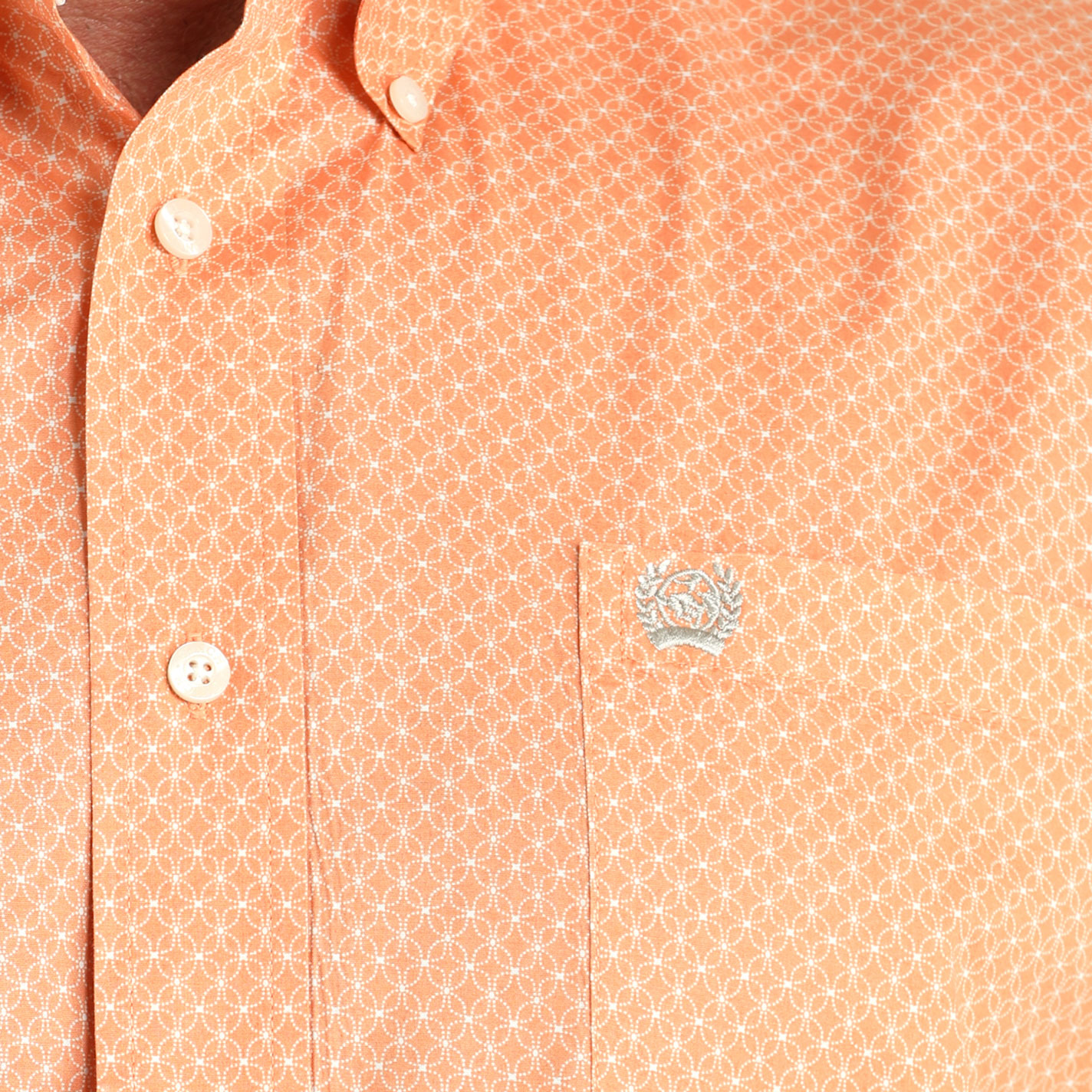 Cinch Men's Light Orange & White Geo Print Western Shirt - Image 1