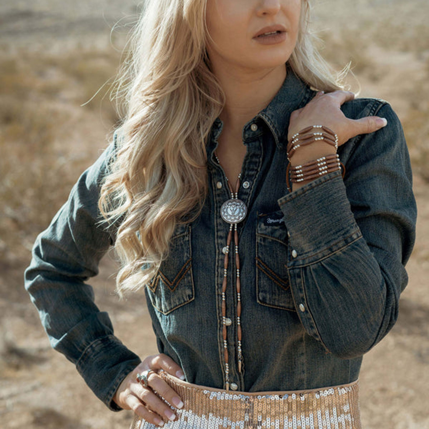 Cowgirl Confetti Beauty Mark Leather & Beaded Cuff Bracelet - Image 2