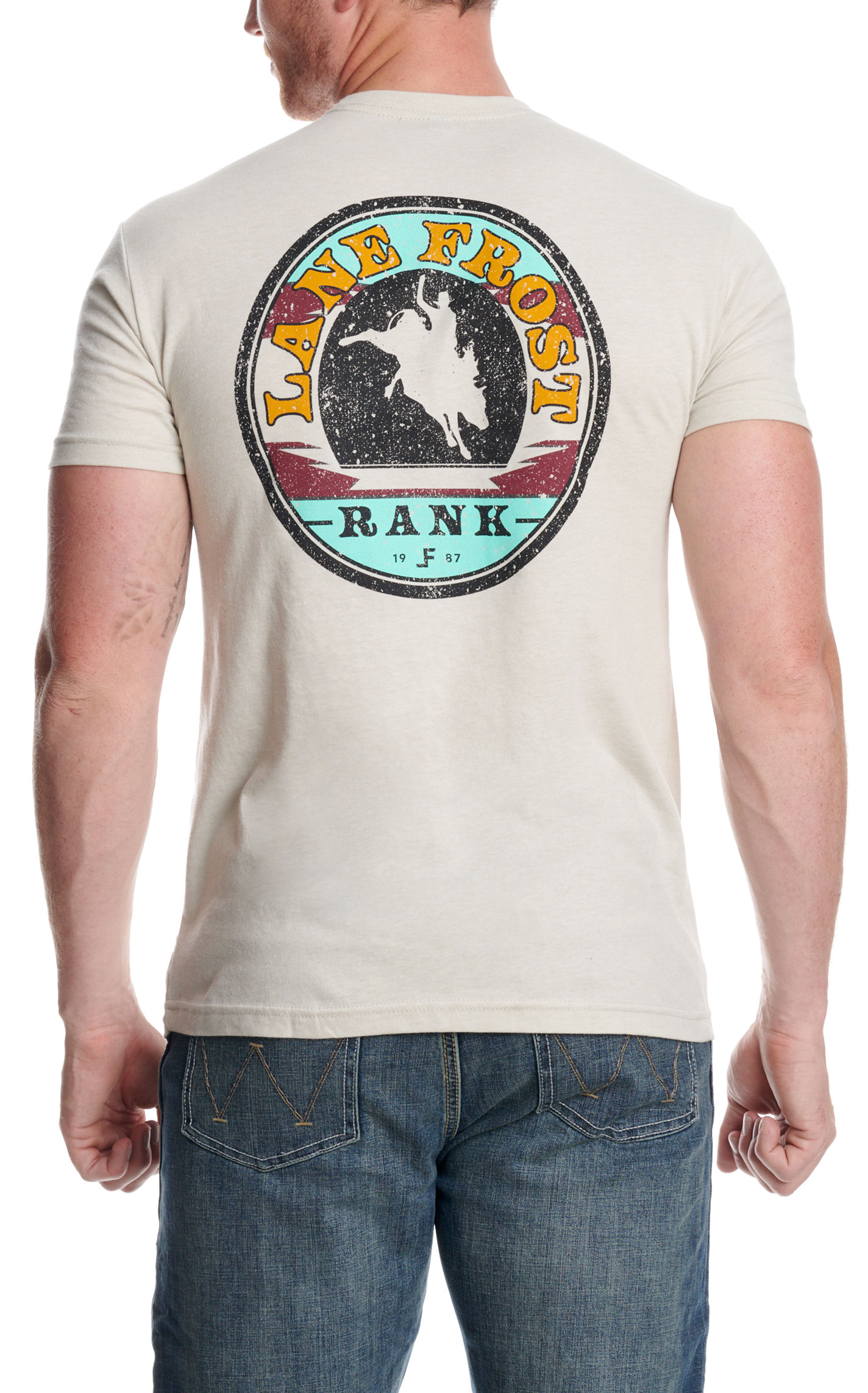 Lane Frost Men's Odessa Cream Graphic T-Shirt - Image 2