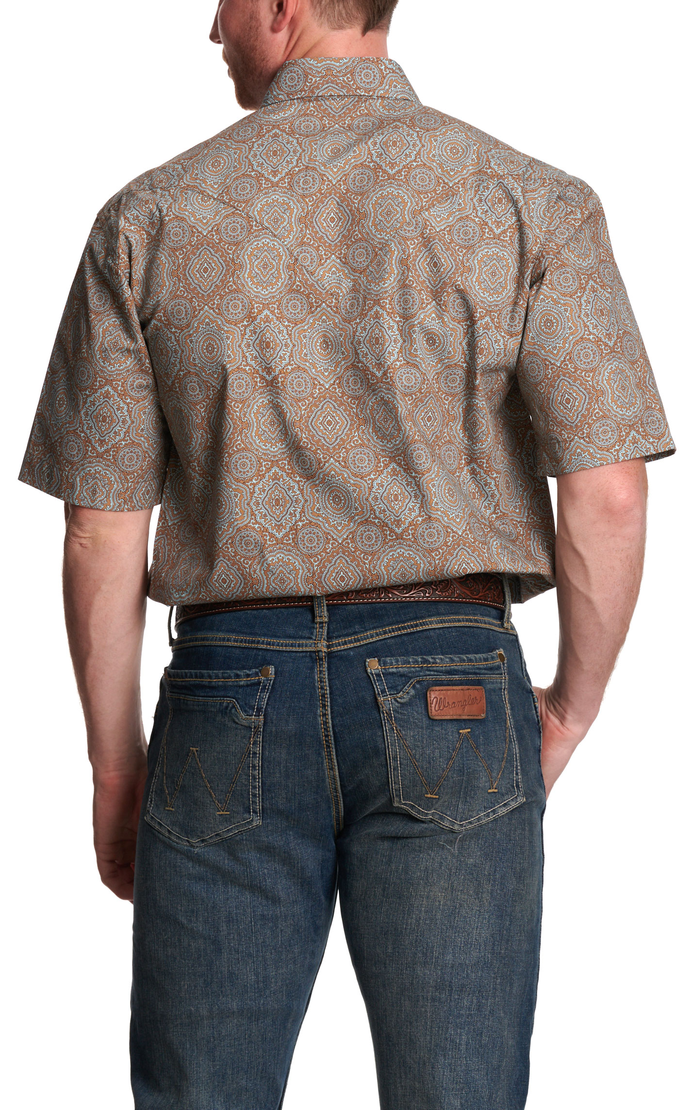 Stetson Men's Brown Paisley Print Short Sleeve Wester Shirt - Image 1
