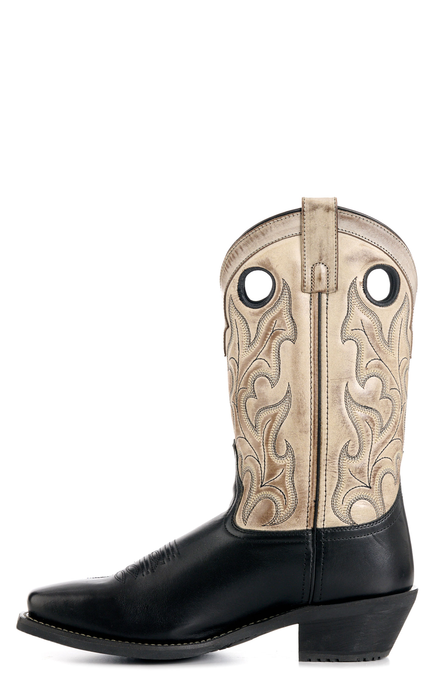 Laredo Men’s Westgate Black and Smoke Gray Punchy Square Toe Cowboy Boots - Image 1