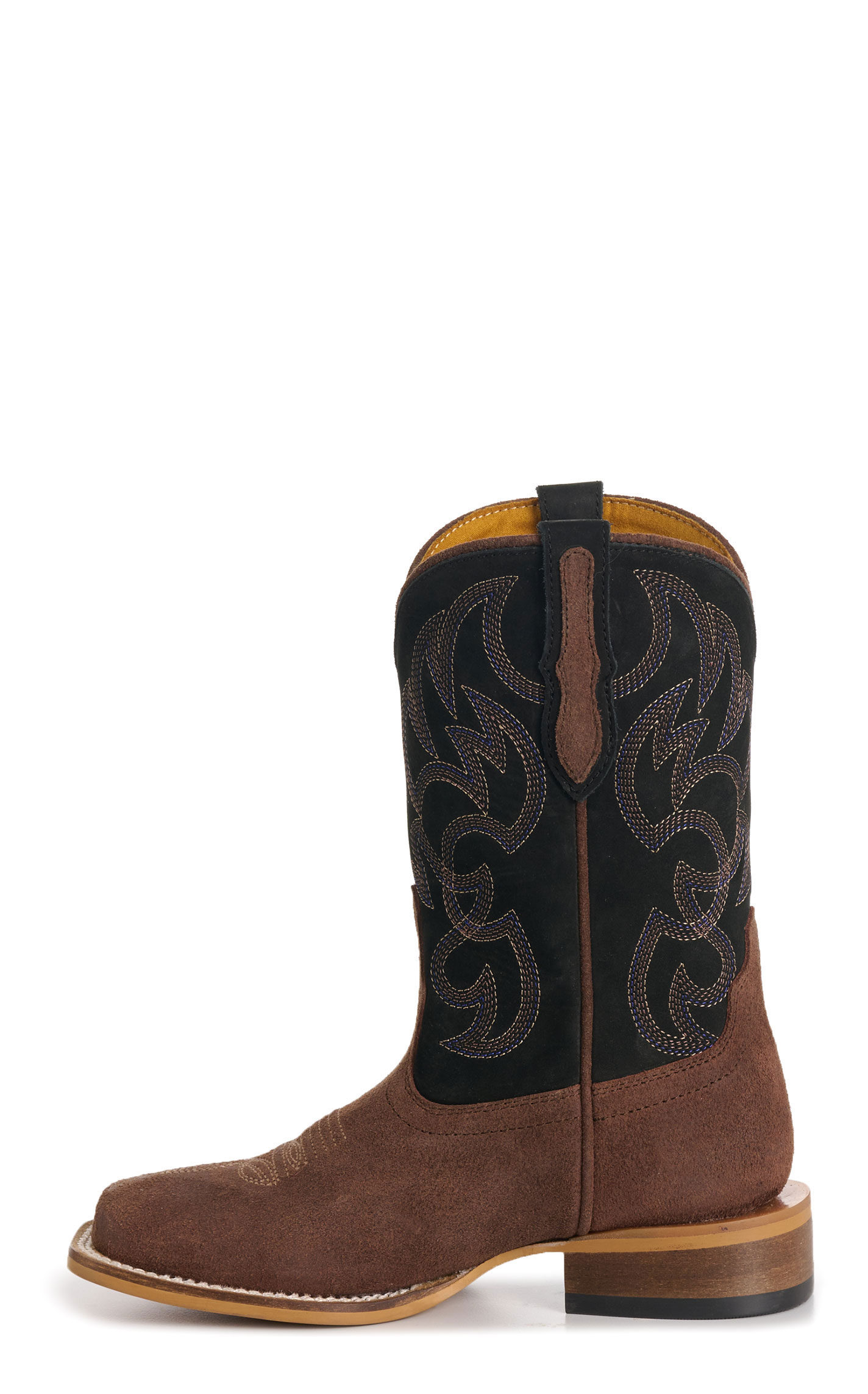 Cavender’s Youth's Black & Brown Roughout Suede Square Toe Cowboy Boots - Image 1