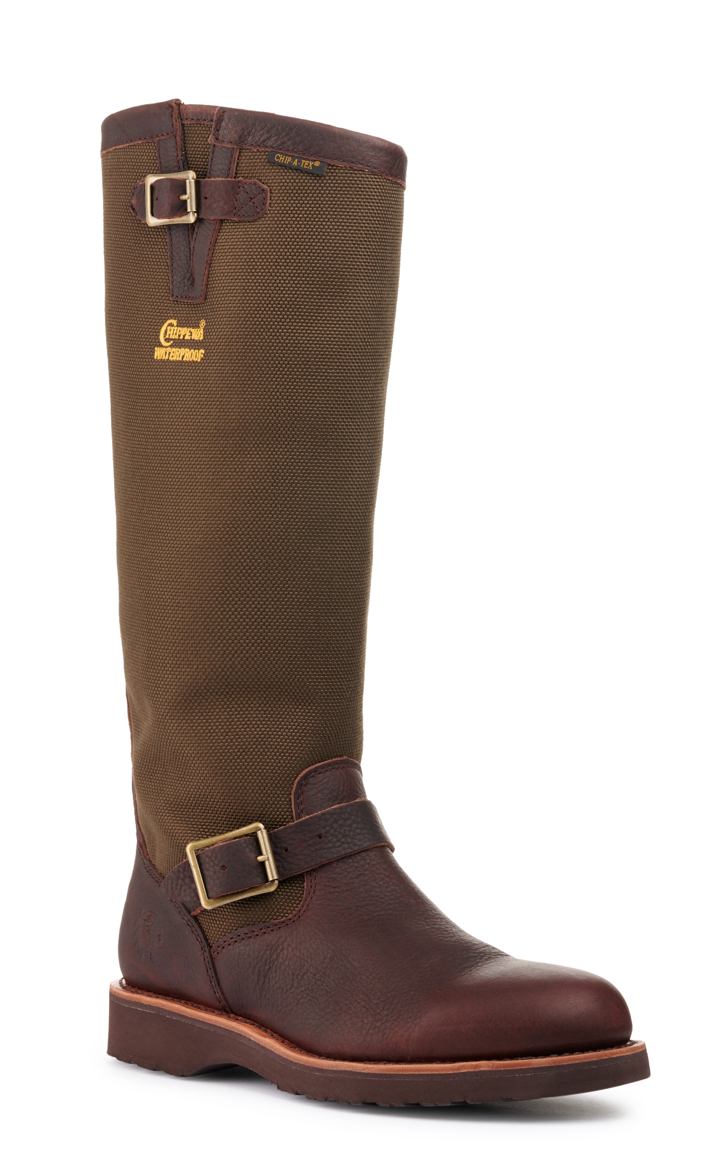 Chippewa Men's Brome Dark Brown and Green Waterproof Round Toe Snake Boot - Image 1