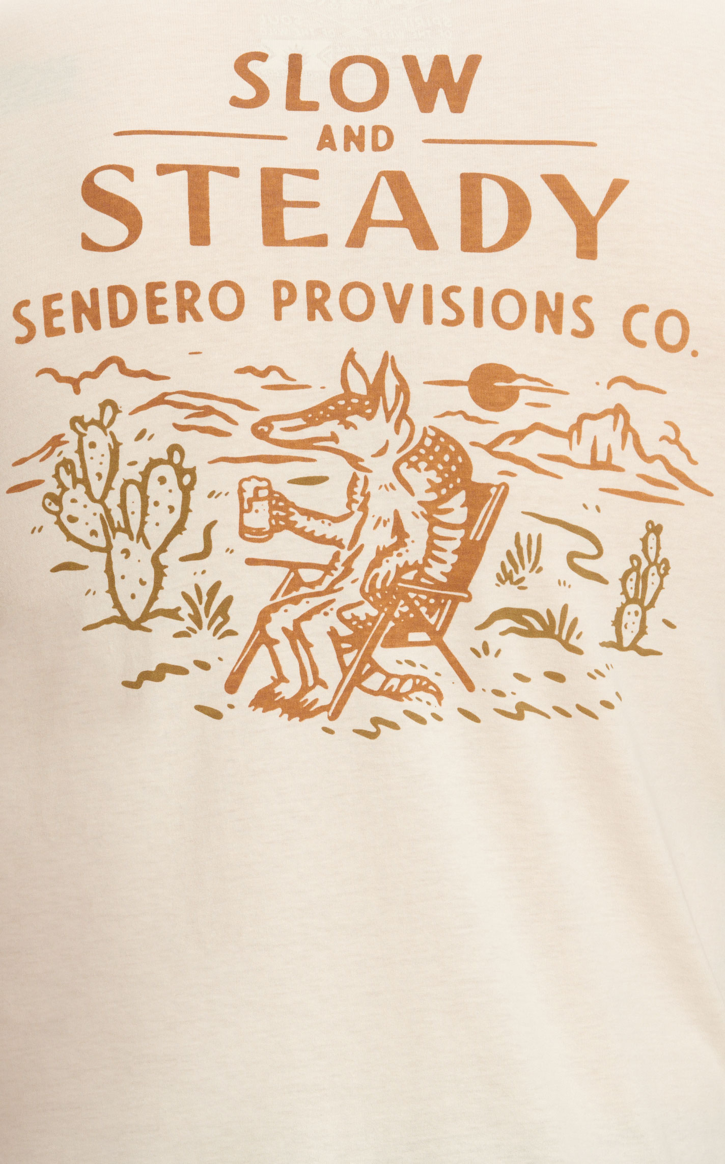 Sendero Provisions Co. Men's Bone Desert Armadillo Slow & Steady Logo Graphic Short Sleeve T-Shirt - Image 1