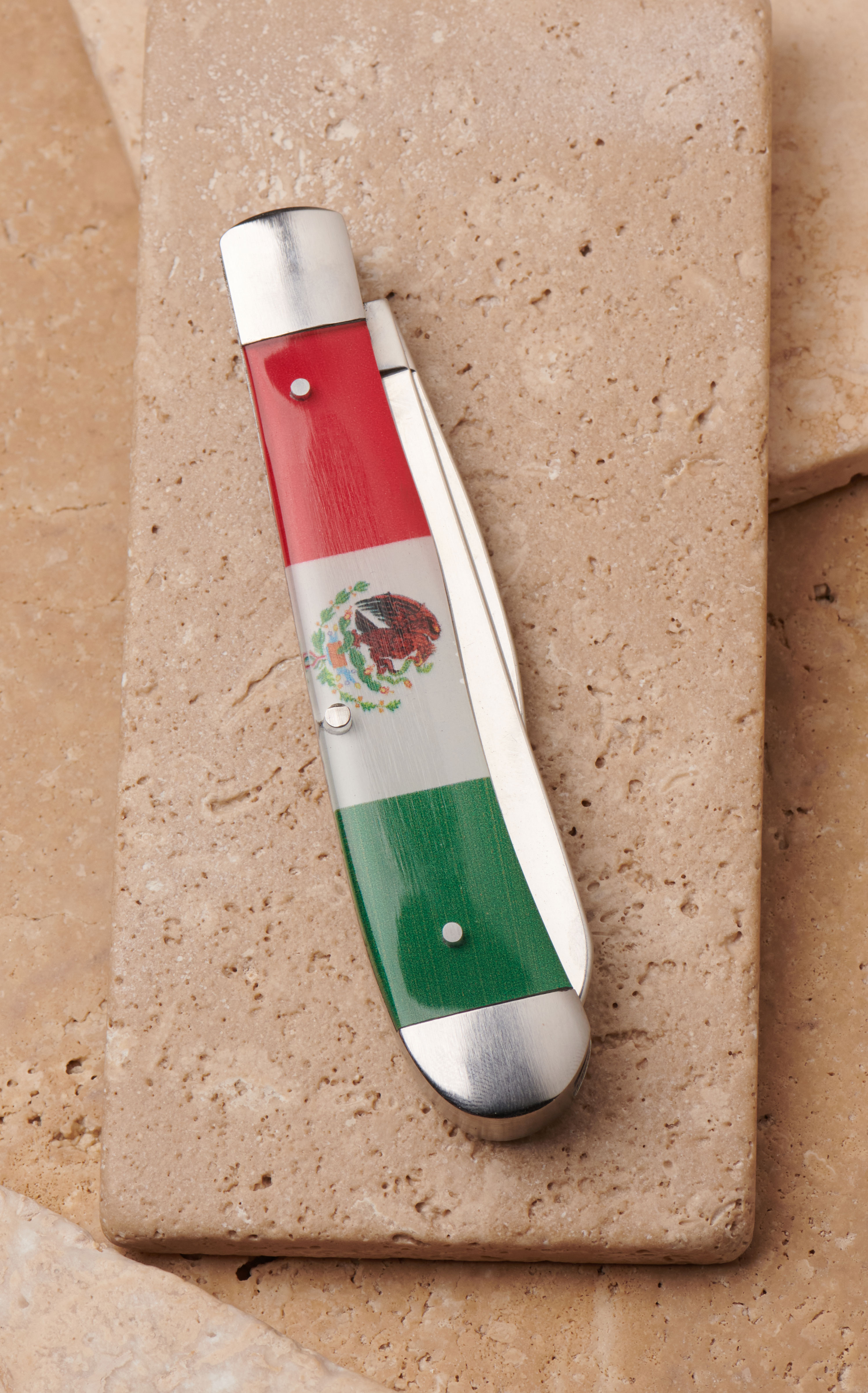 Circle SH Cutlery Mexico Flag Trapper Knife - Image 1