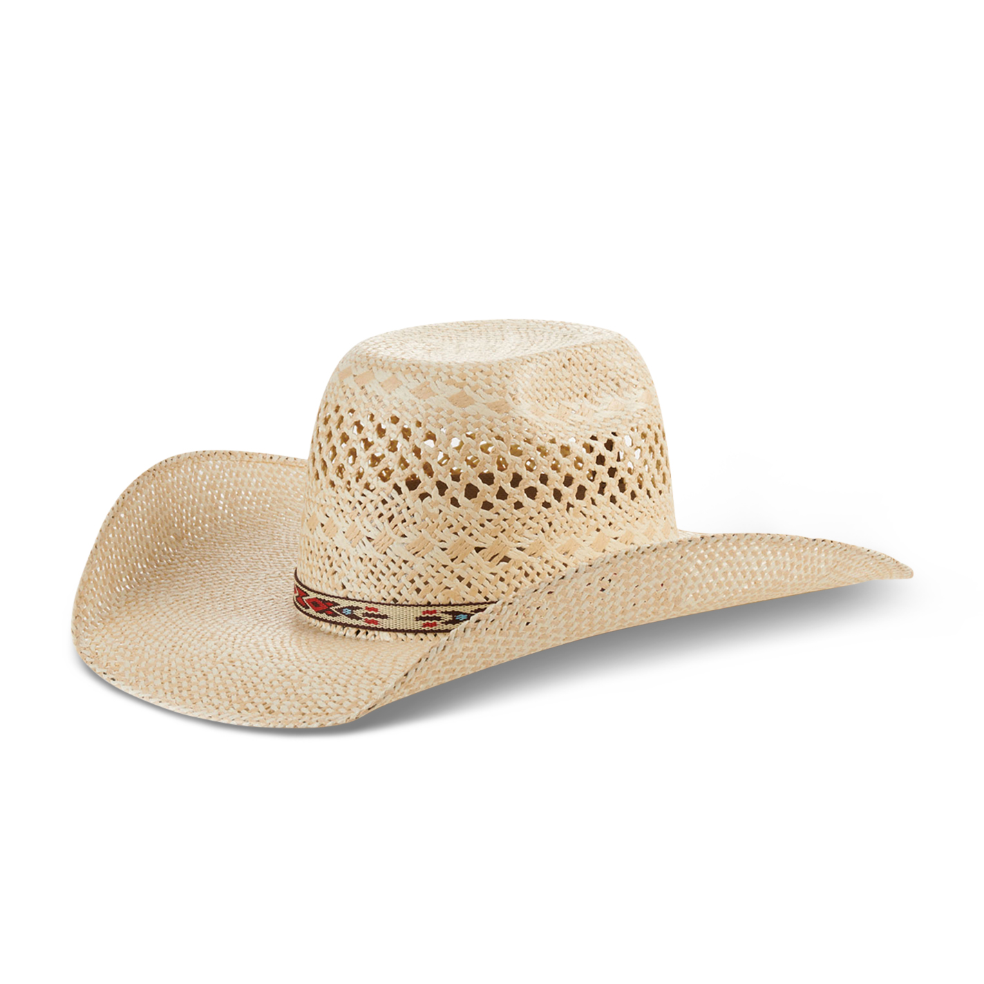 Rafter C Men's Ivory and Tan Twisted Weave Punchy Straw Cowboy Hat - Image 1