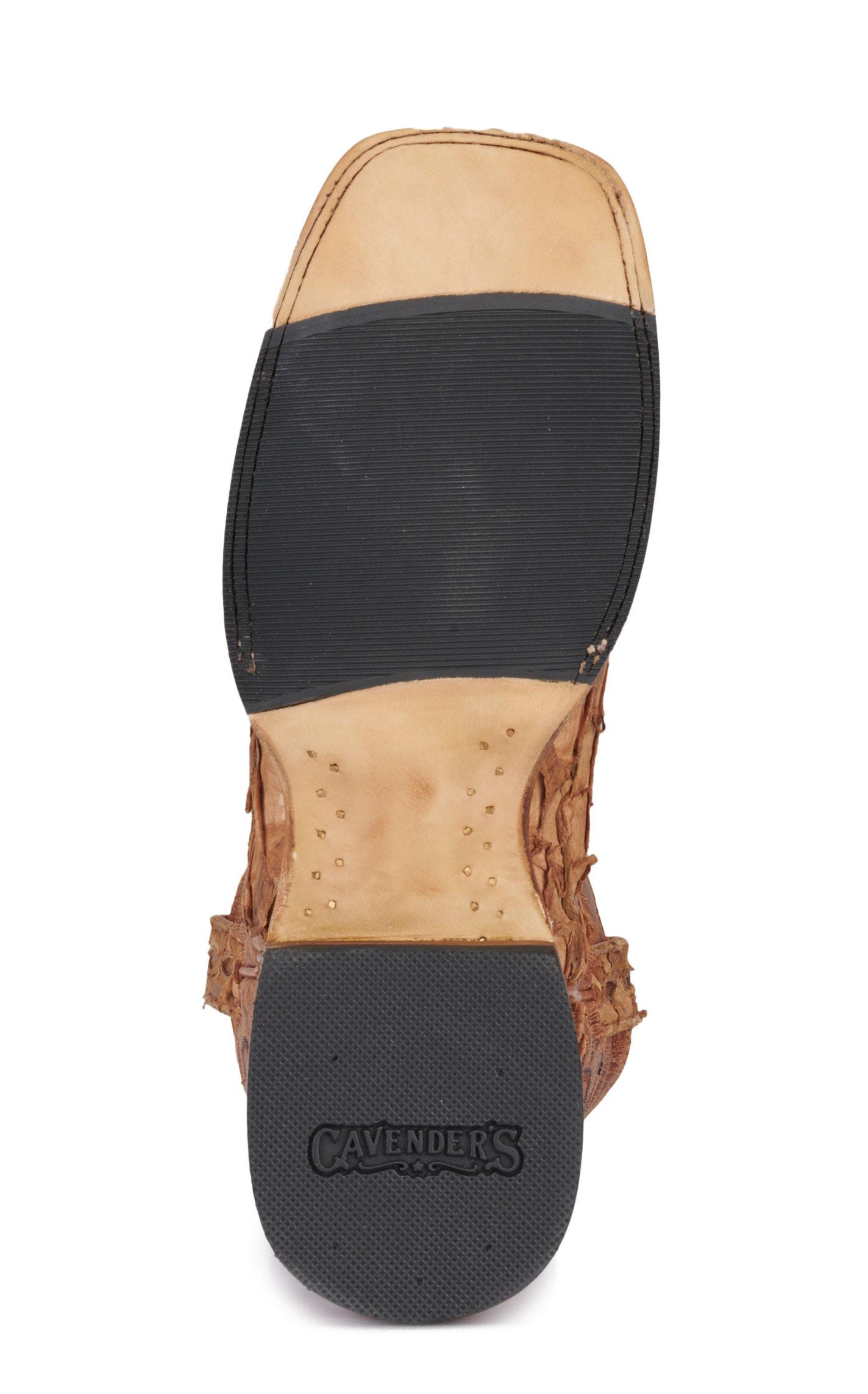 Cavender's Men's Nut Brown and Saddle Pirarucu Wide Square Toe Exotic Cowboy Boots - Image 1