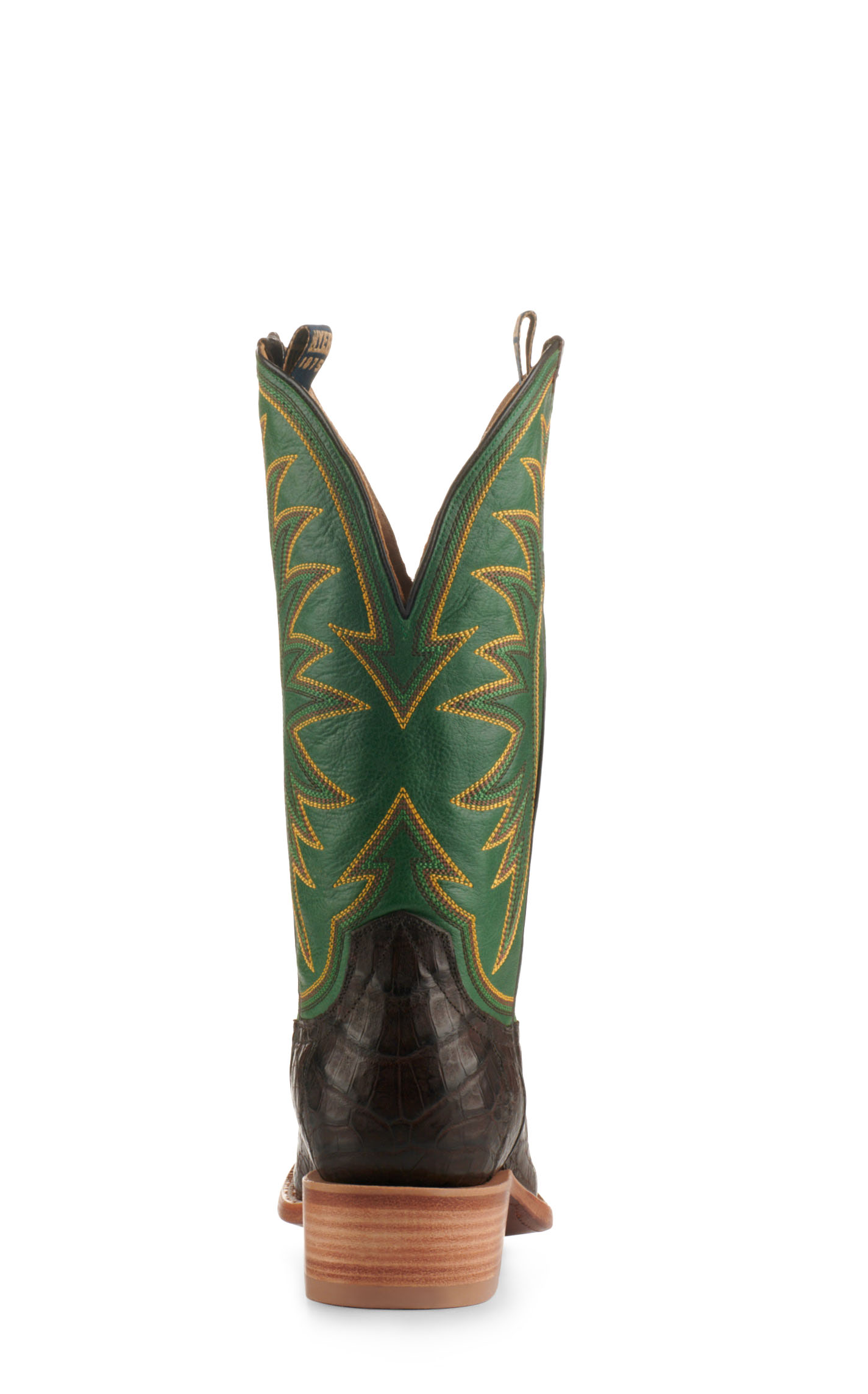 Hyer Men's Spearville Green and Coffee Matte Caiman Square Toe Exotic Cowboy Boots - Image 1