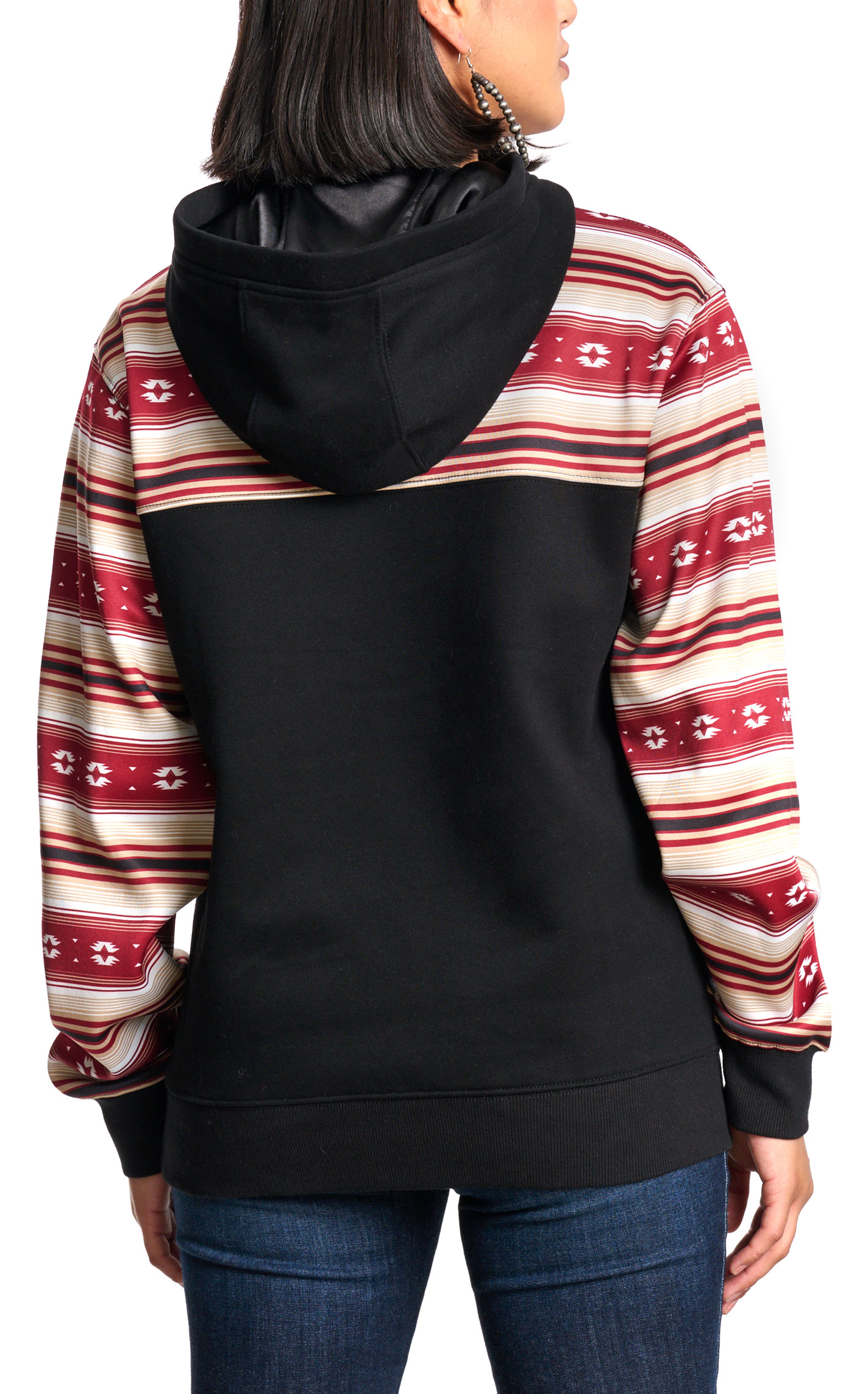 Cowgirl Hardware Women's Vibrant Black & Brick Aztec Serape Hoodie - Image 1