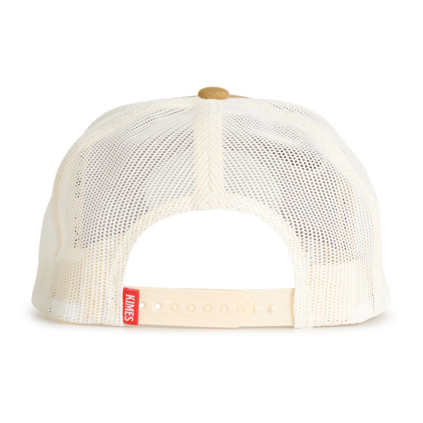Kimes Ranch Tan & White Plano Flat Bill Patch Mesh Cap - Image 1