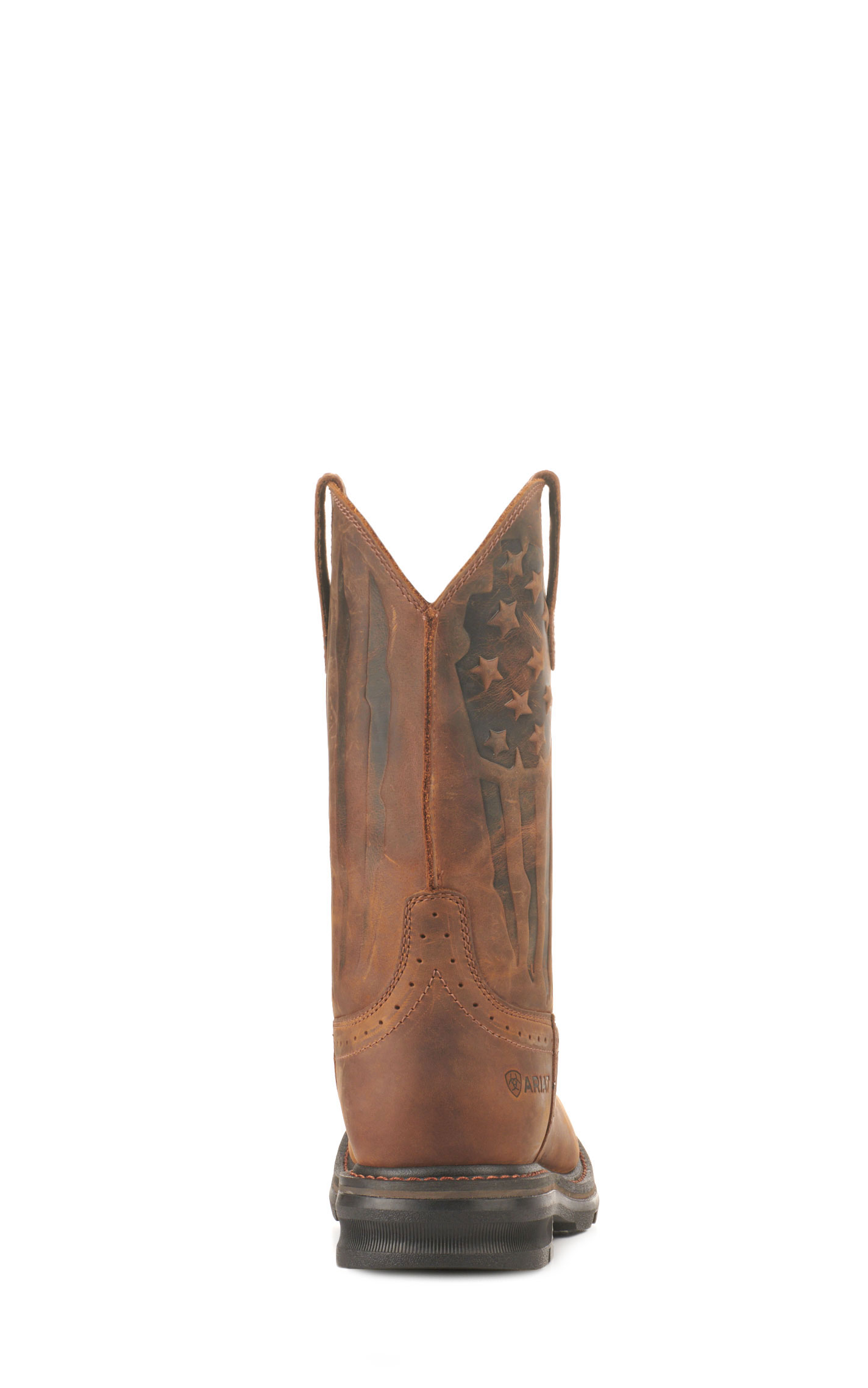 Ariat Men's Sierra Shock Shield Patriot Distressed Brown American Flag Square Steel Toe Work Boots - Image 1